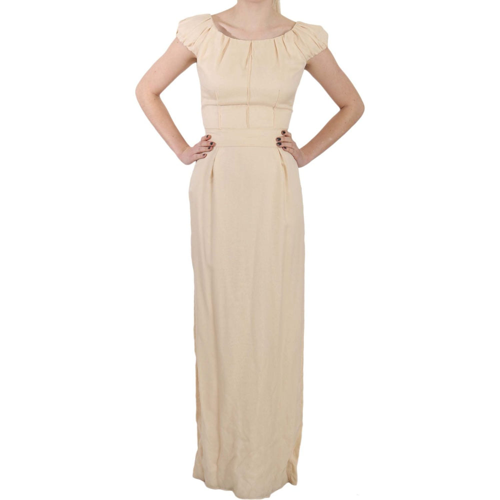 Dolce & Gabbana Silk Column Garterized Sleeve Gown Dresses Dolce & Gabbana Gray