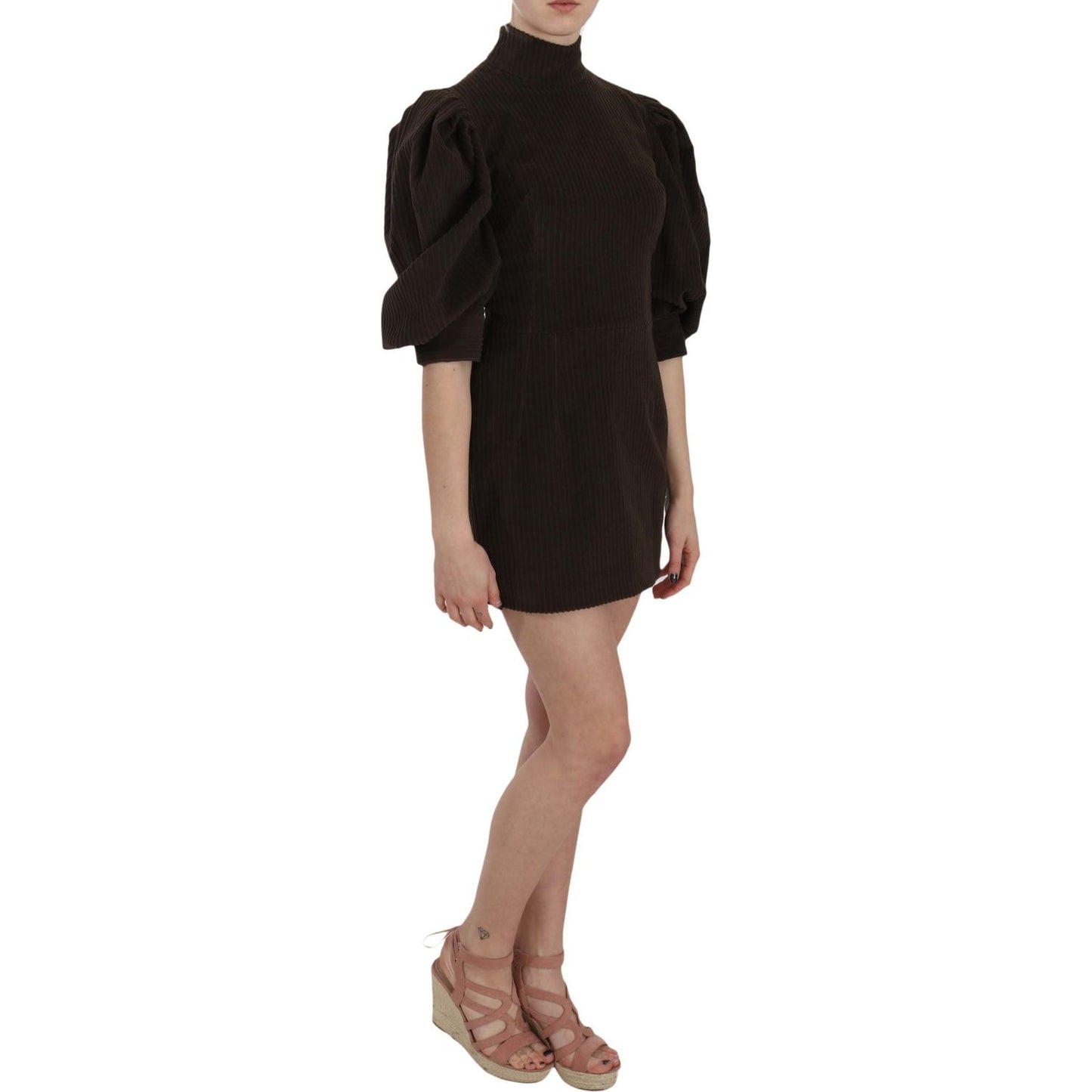 Dolce & Gabbana Chic Brown Corduroy Bodycon Mini Dress Dolce & Gabbana Rosy Brown