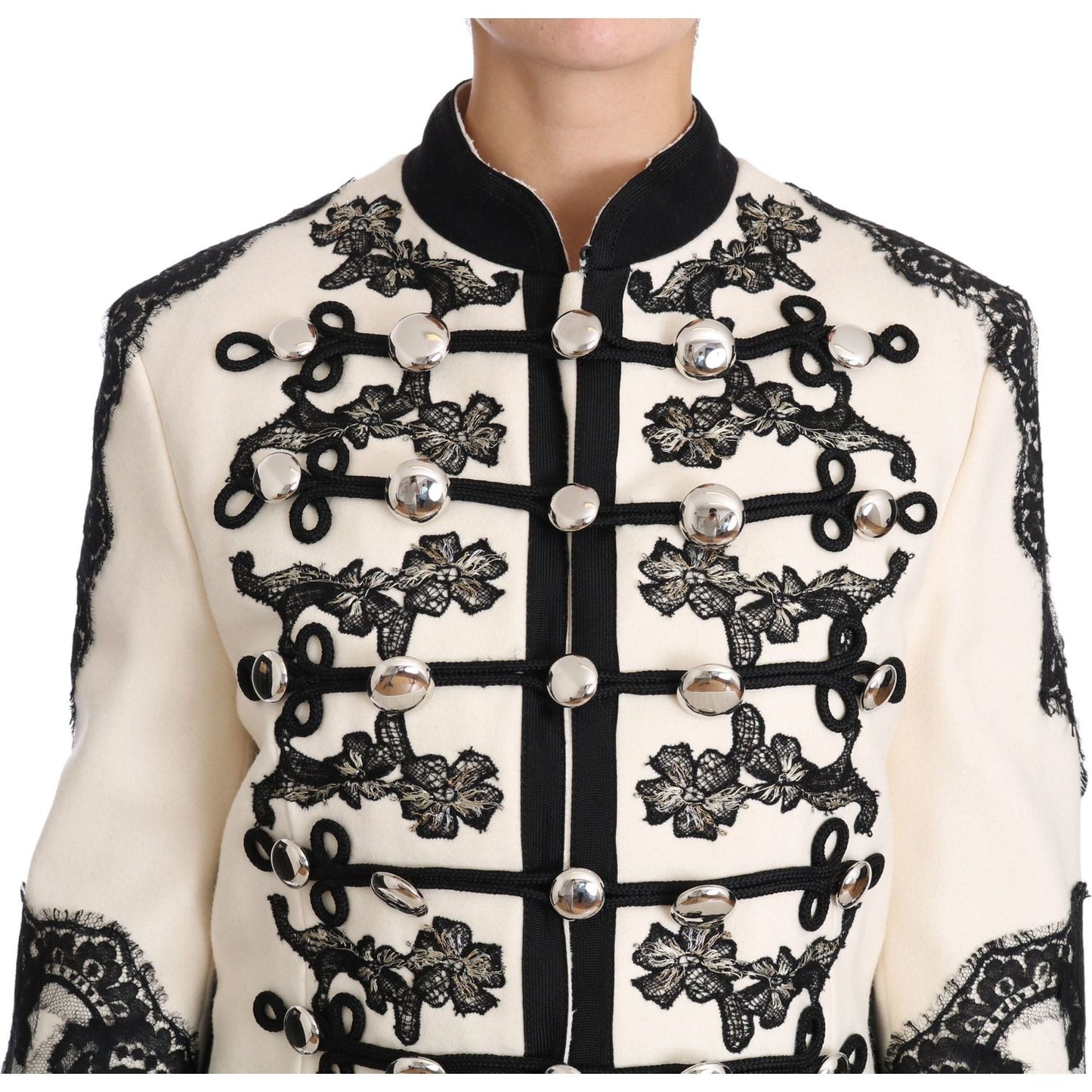 Dolce & Gabbana Elegant Off-White Baroque Jacket Dolce & Gabbana Black