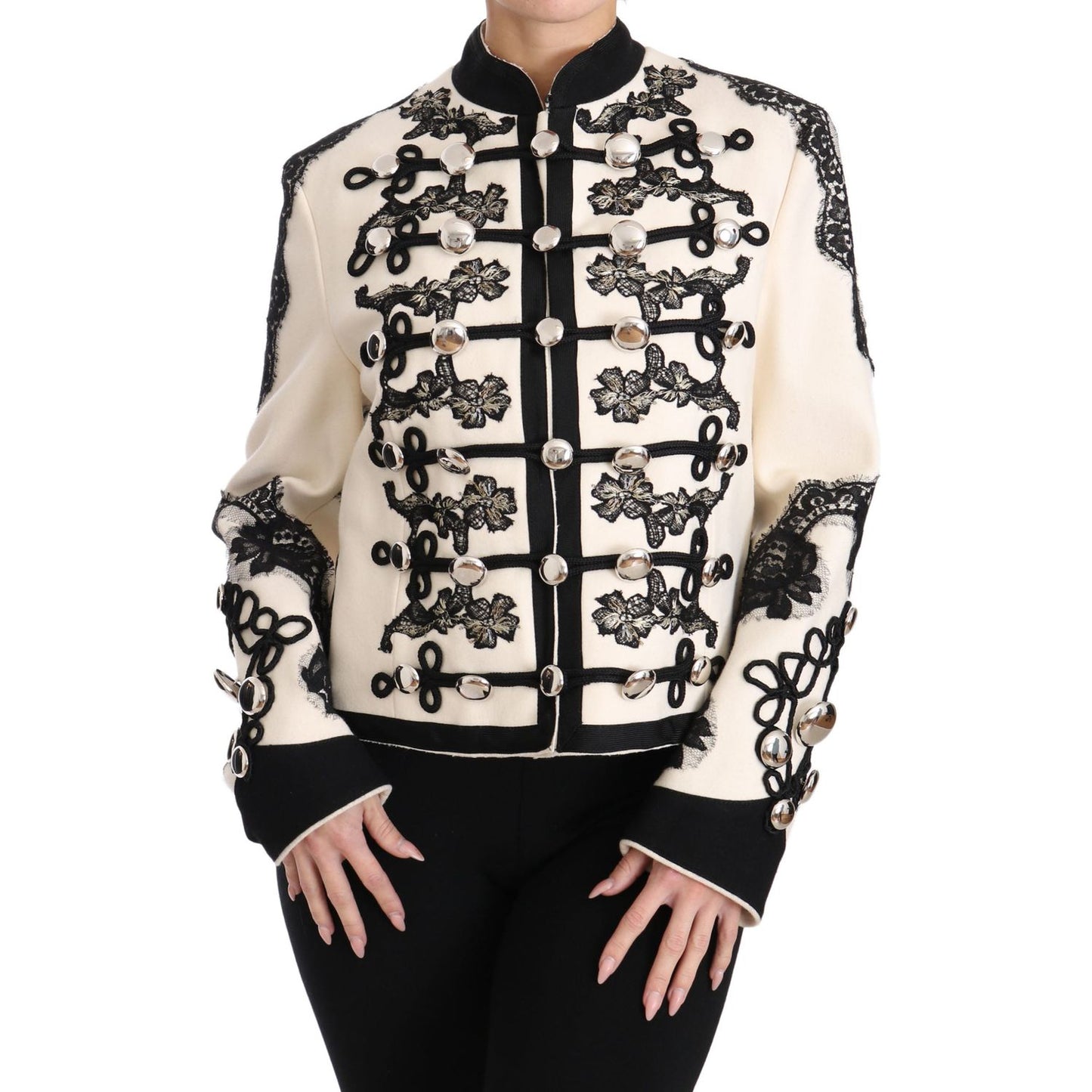 Dolce & Gabbana Elegant Off-White Baroque Jacket Dolce & Gabbana Light Gray