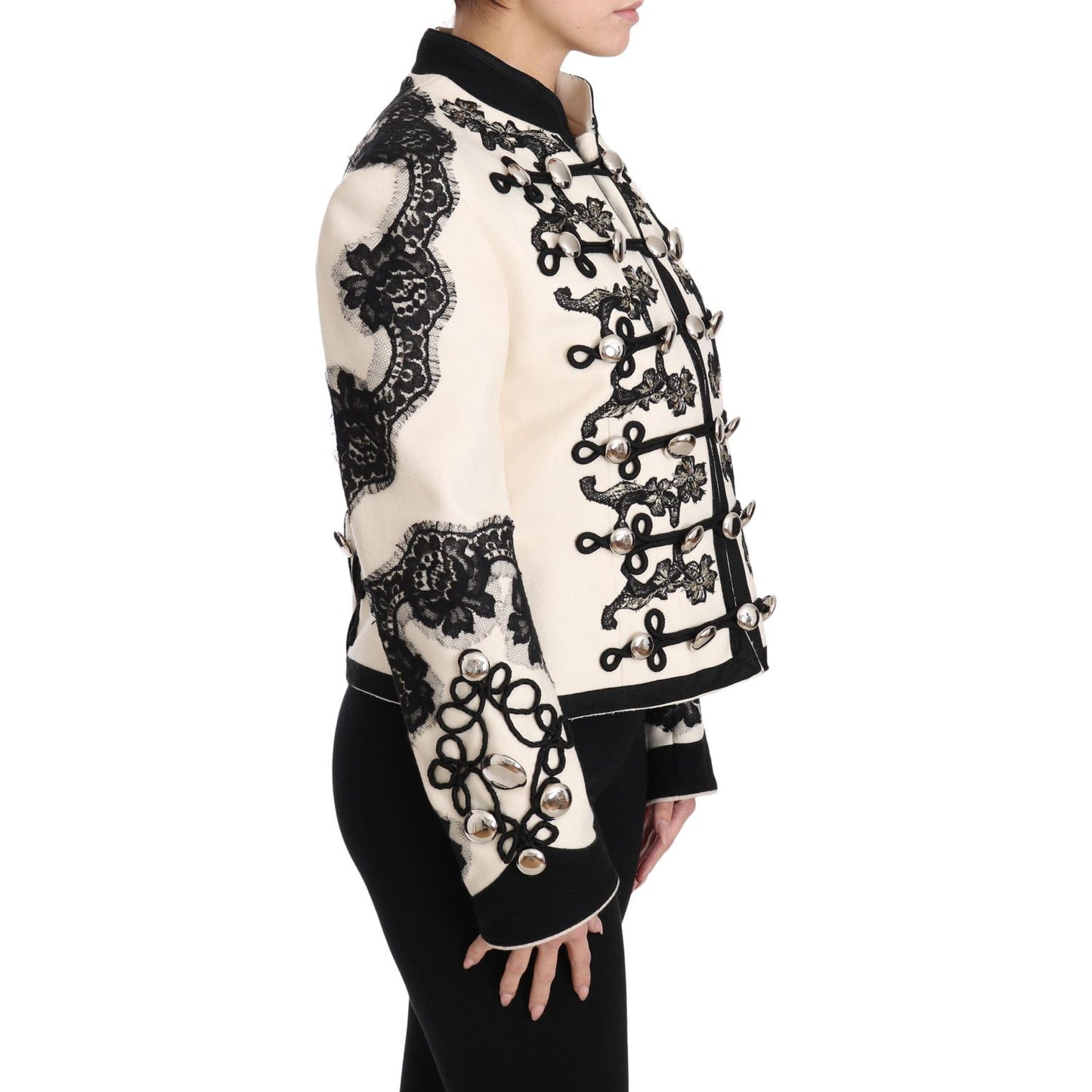 Dolce & Gabbana Elegant Off-White Baroque Jacket Dolce & Gabbana Light Gray