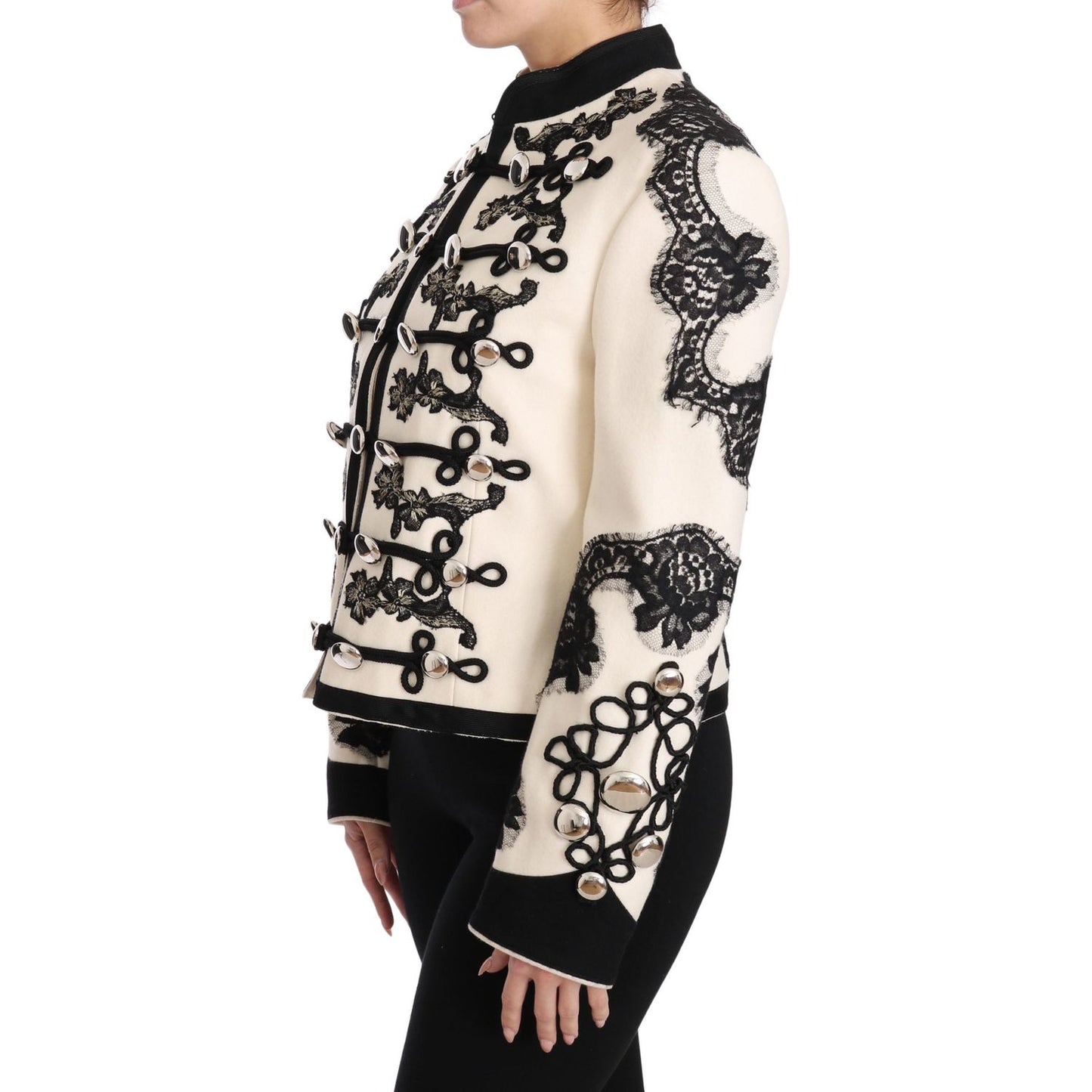 Dolce & Gabbana Elegant Off-White Baroque Jacket Dolce & Gabbana Black