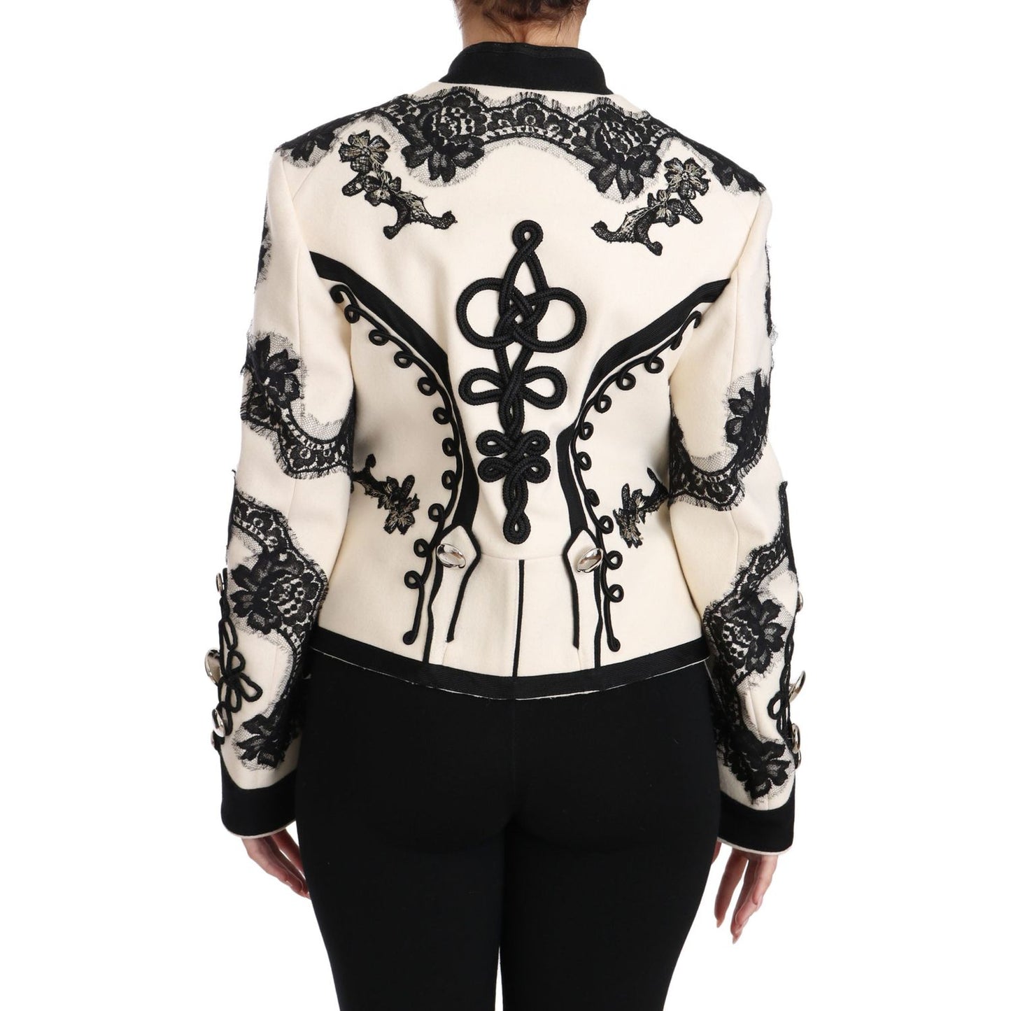 Dolce & Gabbana Elegant Off-White Baroque Jacket Dolce & Gabbana Black
