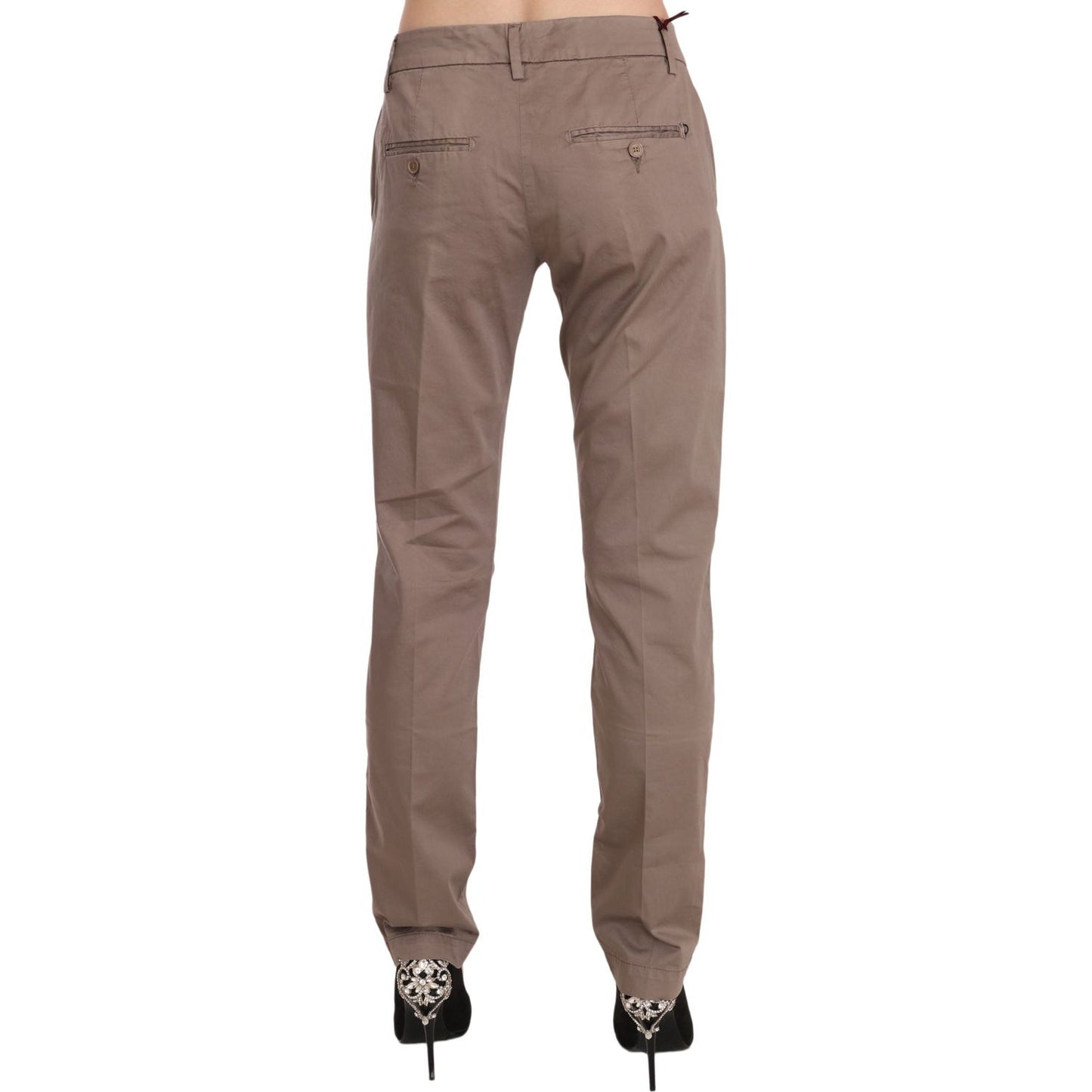 Dondup Chic Brown Straight Cut Trousers Dondup Dim Gray