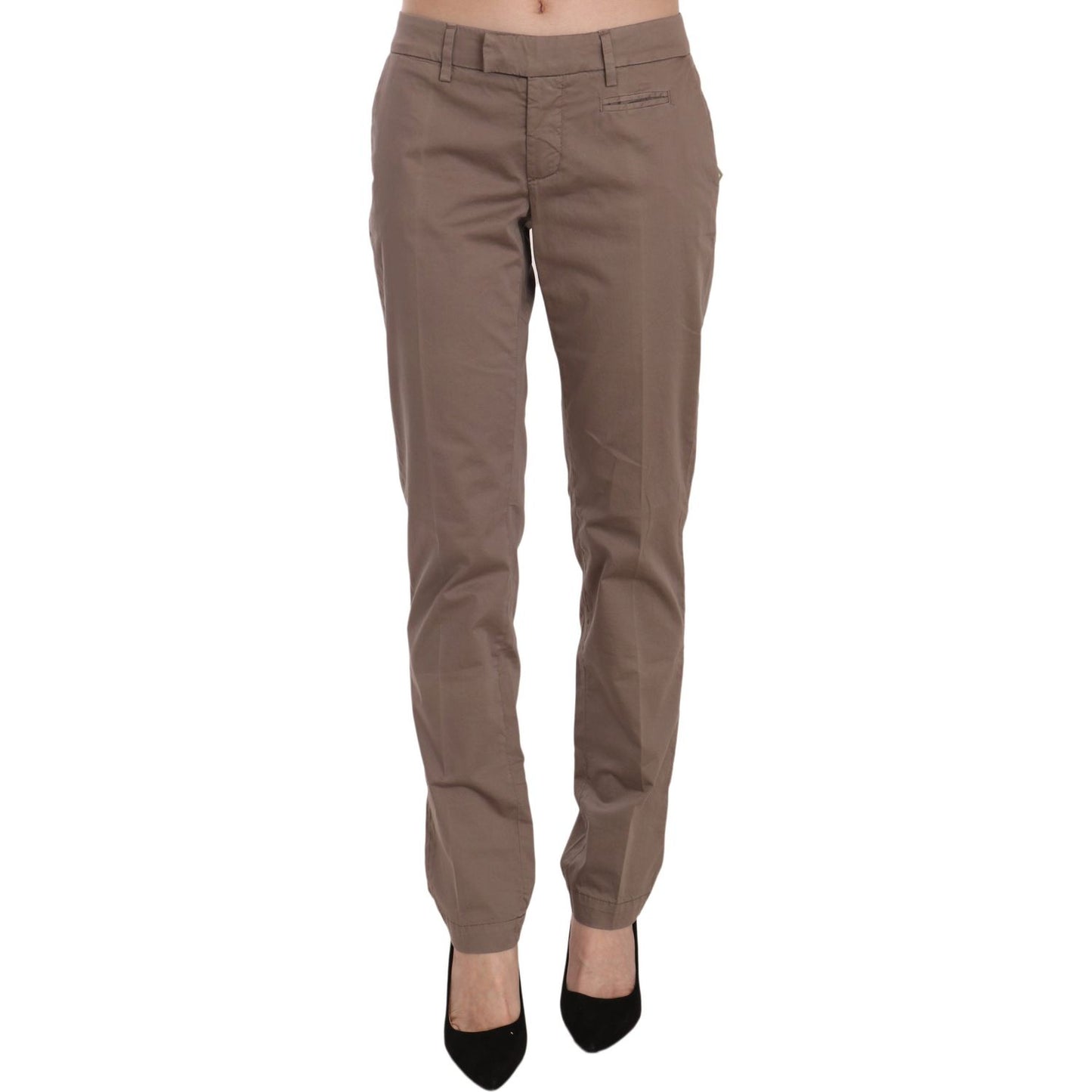 Dondup Chic Brown Straight Cut Trousers Dondup Dim Gray
