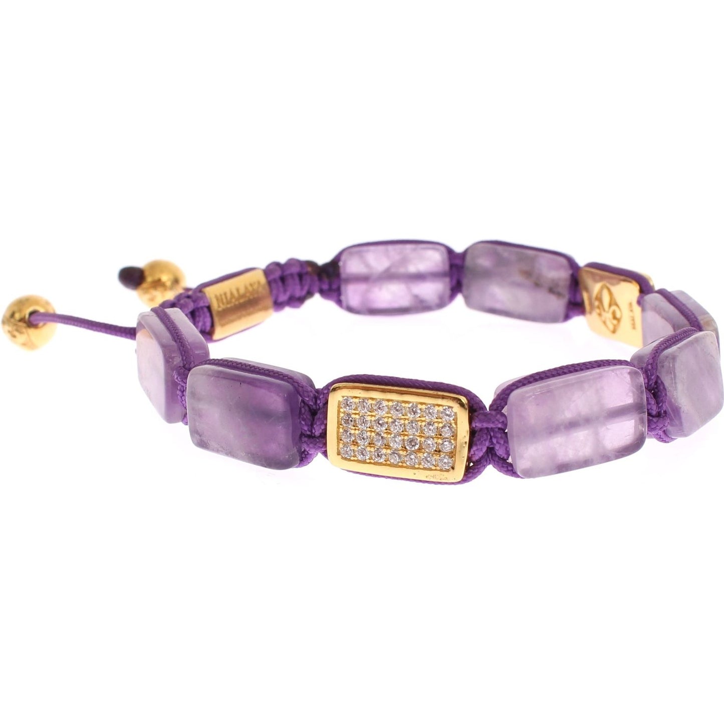 Nialaya Dazzling Diamond Gold-Plated Amethyst Bracelet Bracelet Nialaya Dark Gray