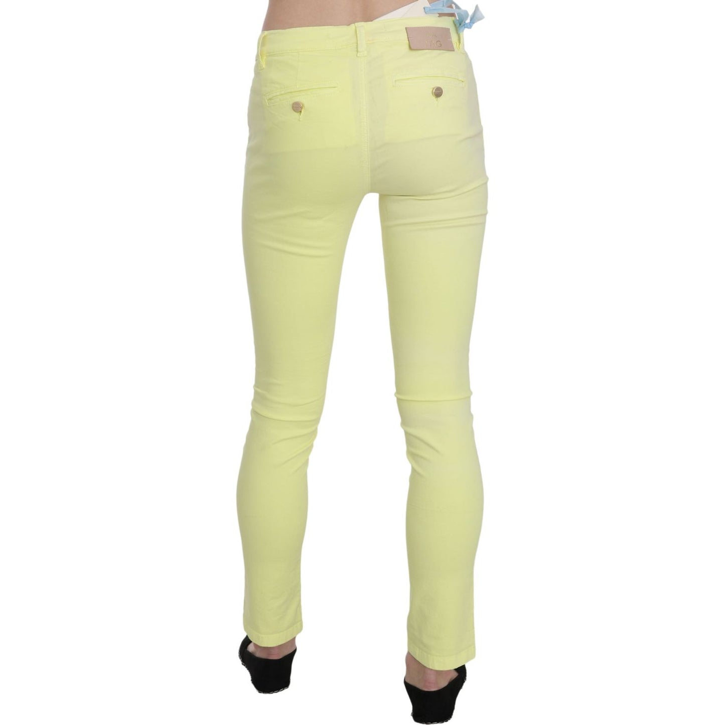 PINKO Chic Yellow Low Waist Skinny Casual Trousers PINKO Tan