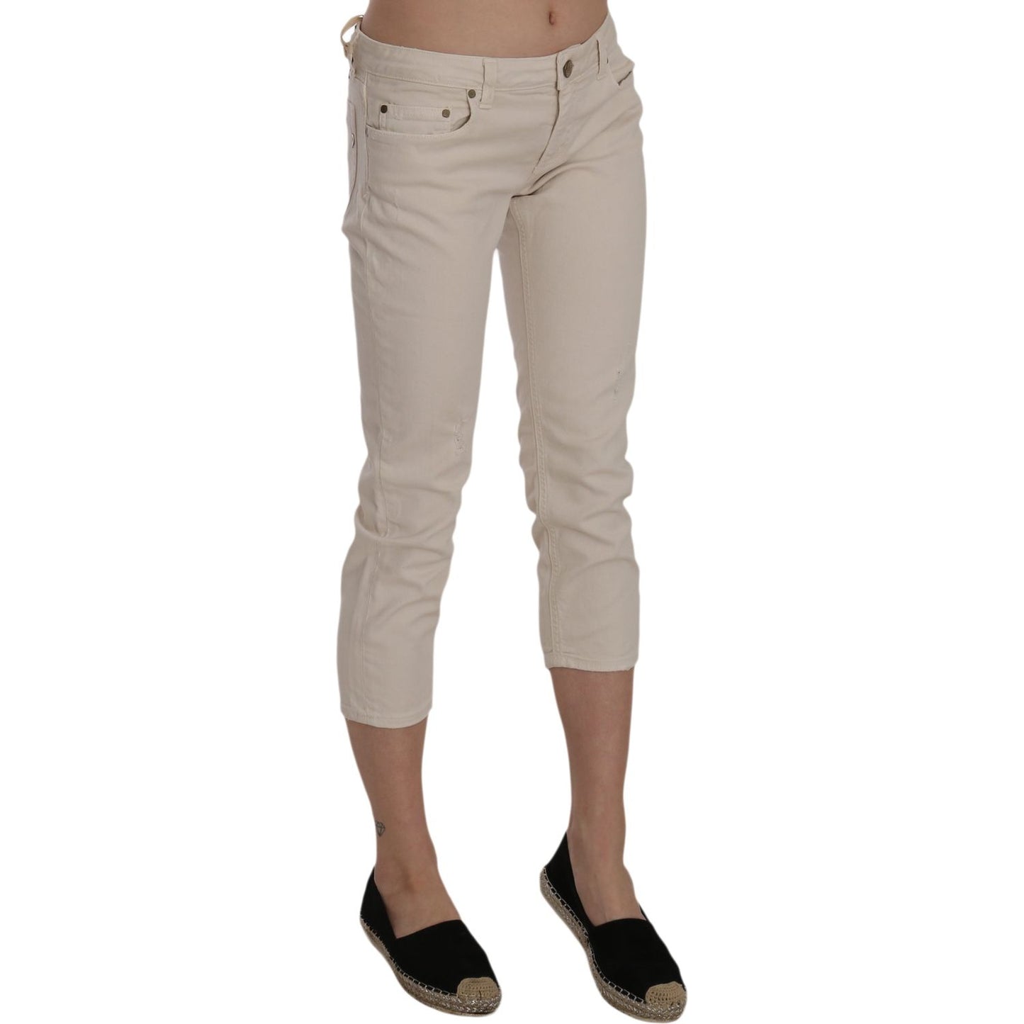 Dondup Beige Low Waist Skinny Cropped Capri Pants Jeans & Pants Dondup Rosy Brown