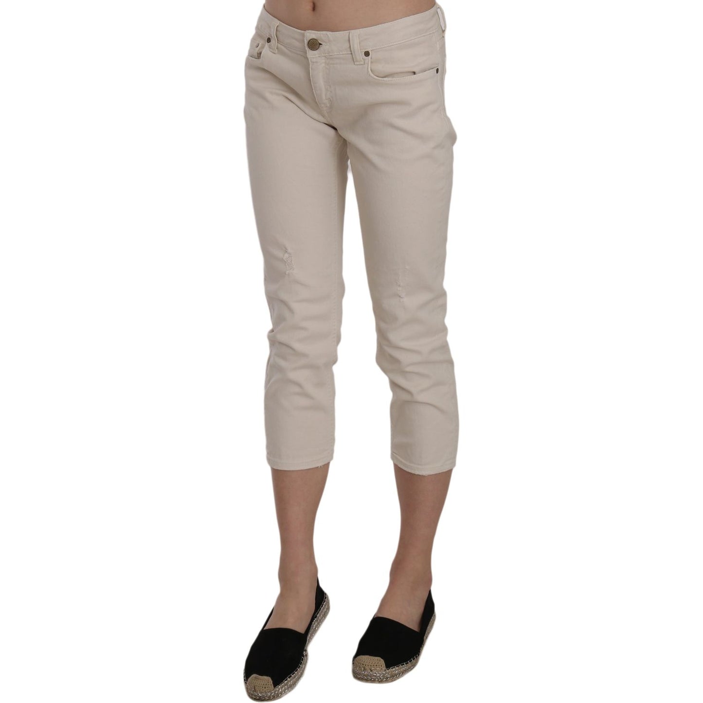Dondup Beige Low Waist Skinny Cropped Capri Pants Jeans & Pants Dondup Rosy Brown