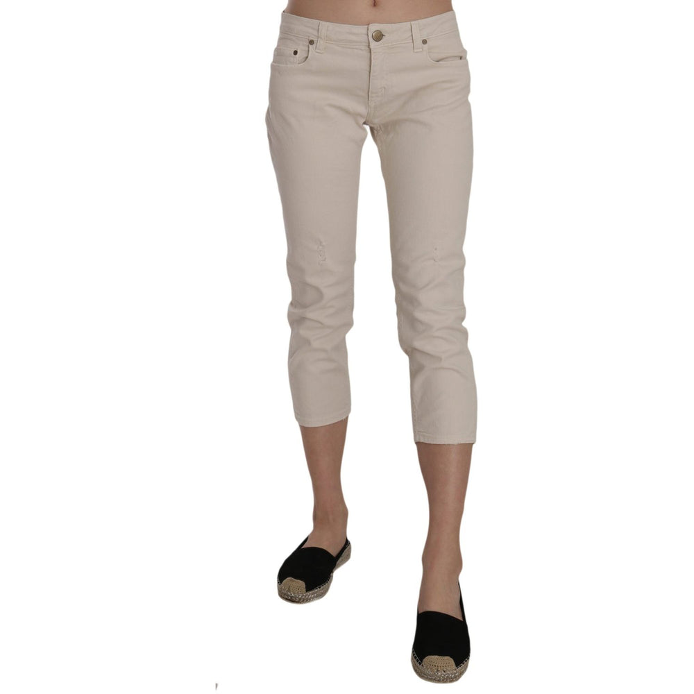 Dondup Beige Low Waist Skinny Cropped Capri Pants Jeans & Pants Dondup Rosy Brown
