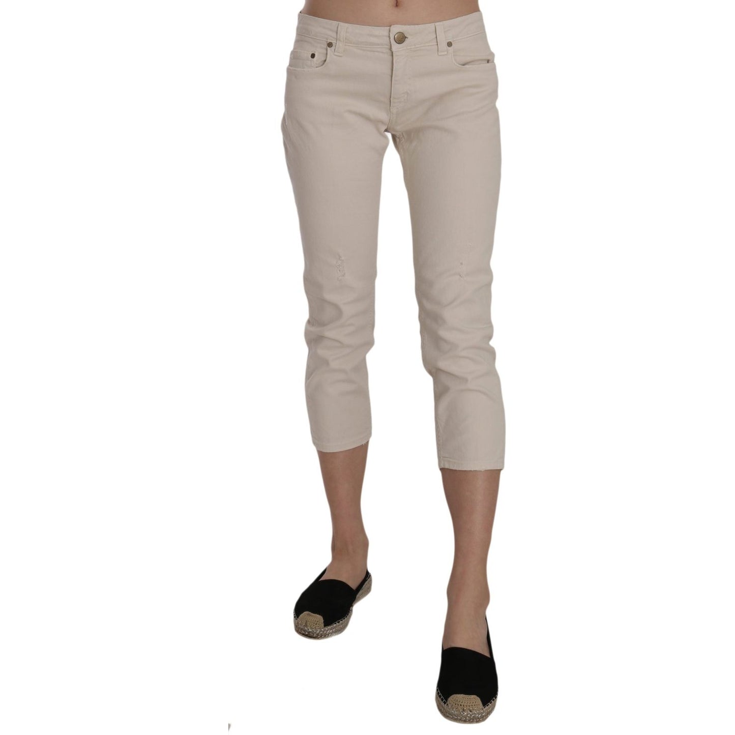 Dondup Beige Low Waist Skinny Cropped Capri Pants Jeans & Pants Dondup Rosy Brown