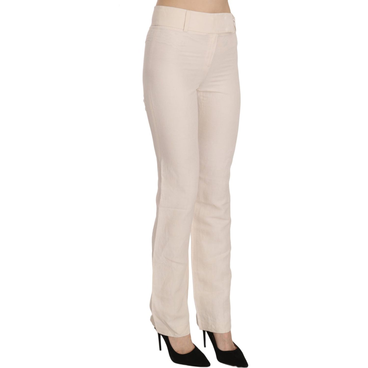 LAUREL Elevated White High Waist Flared Trousers LAUREL Light Gray