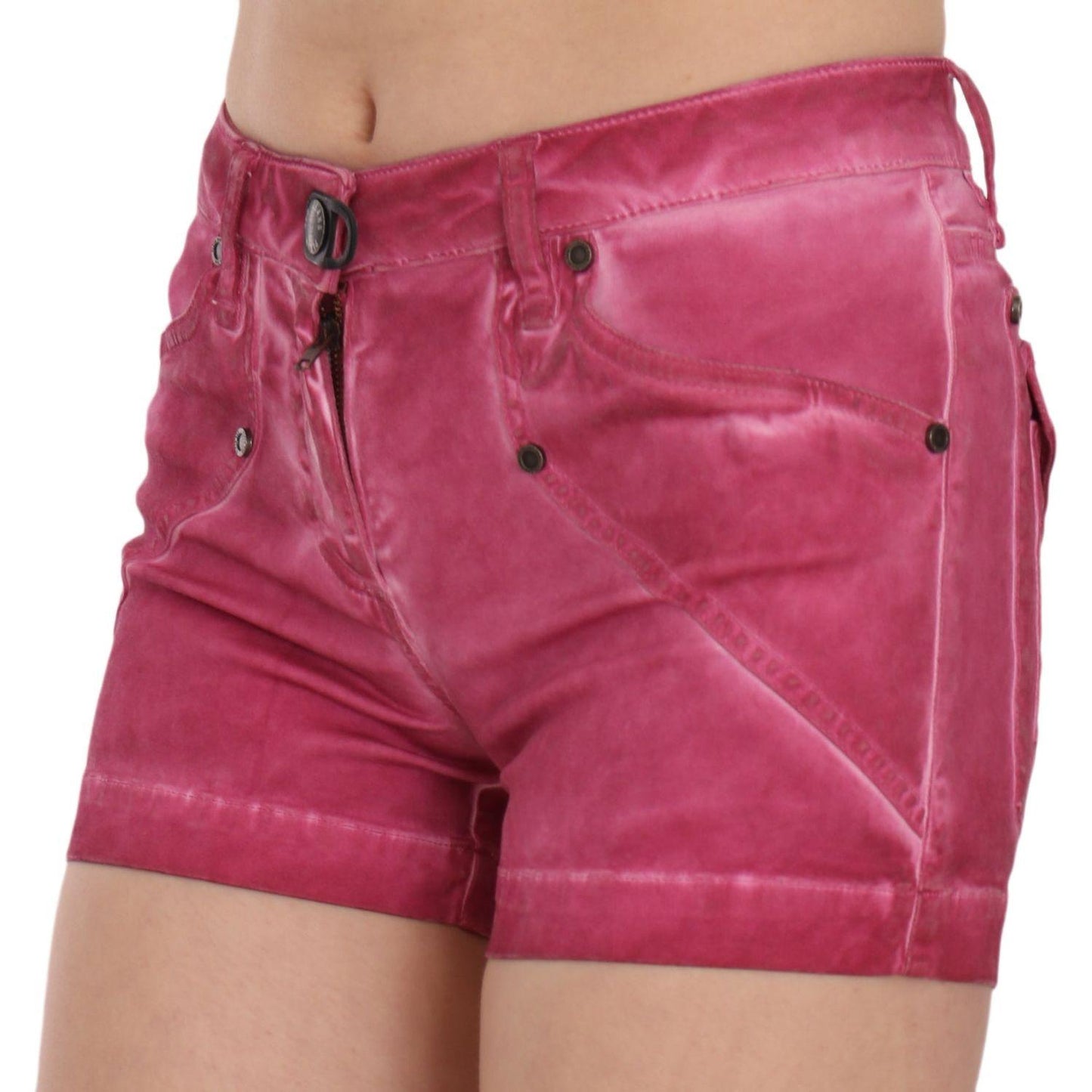 PLEIN SUD Chic Pink Washed Denim Shorts PLEIN SUD Maroon