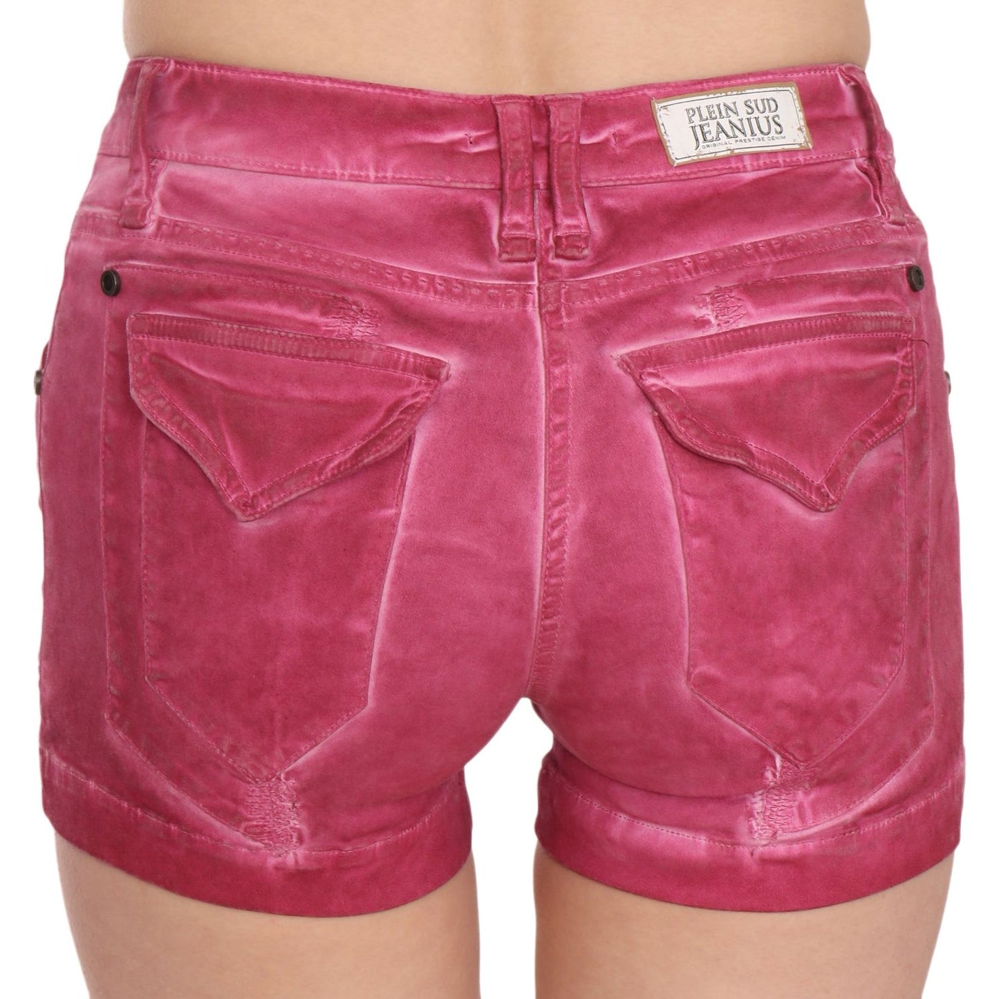 PLEIN SUD Chic Pink Washed Denim Shorts PLEIN SUD Maroon