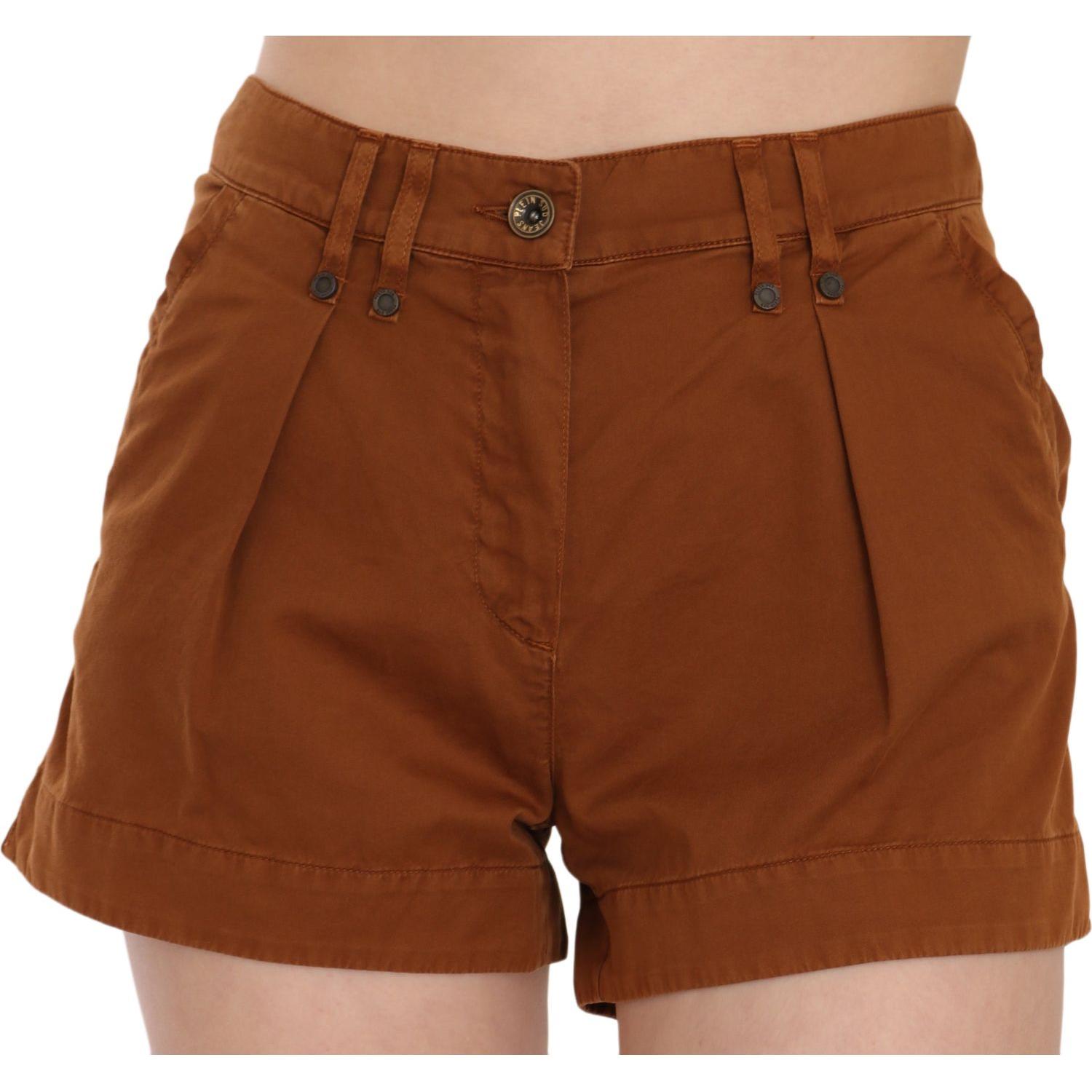PLEIN SUD Brown Mid Waist Cotton Denim Mini Shorts