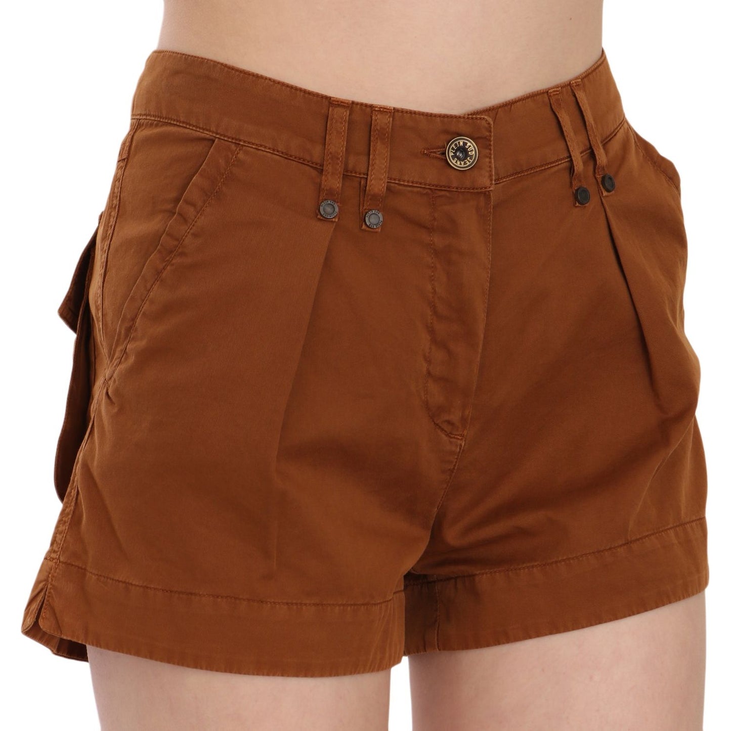 PLEIN SUD Chic Brown Mid Waist Mini Shorts PLEIN SUD Saddle Brown