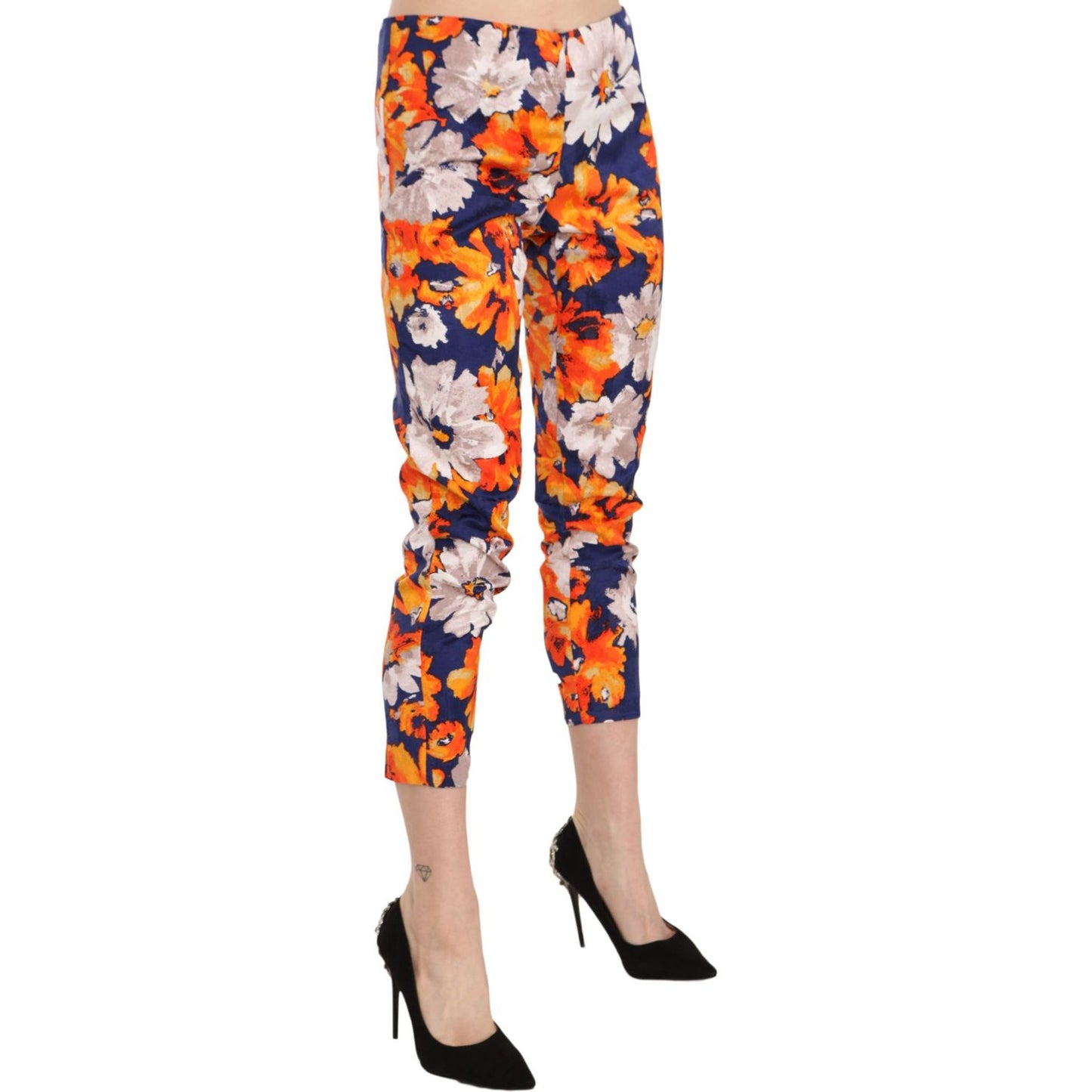 LANACAPRINA Floral Print Skinny Mid-Waist Pants LANACAPRINA Tan