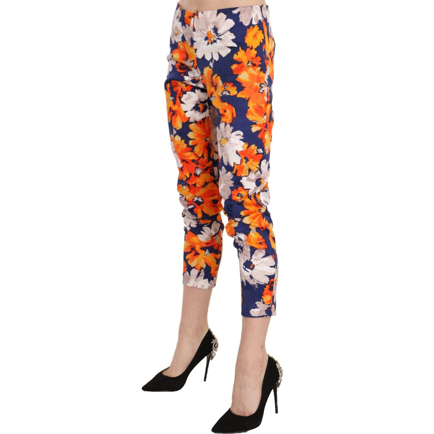 LANACAPRINA Floral Print Skinny Mid-Waist Pants LANACAPRINA Dark Salmon