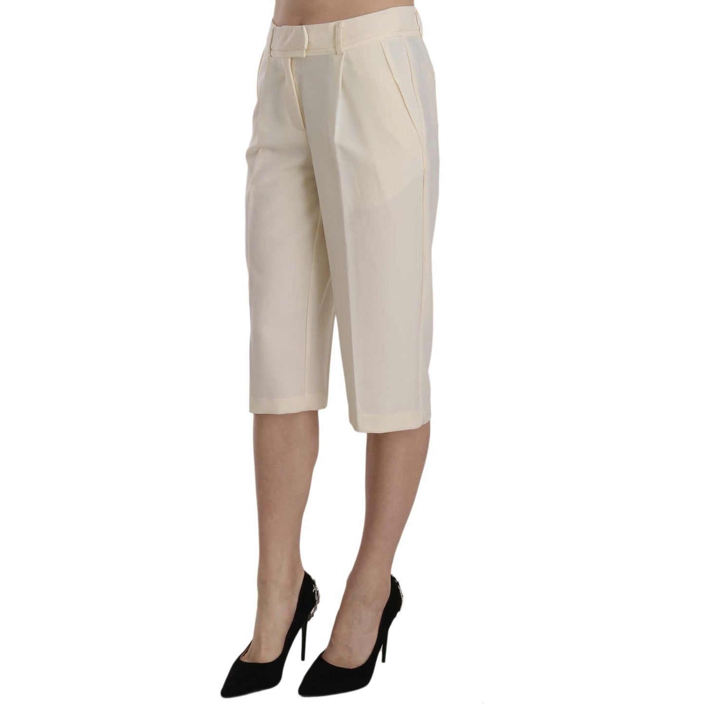 Silvian Heach Elegant Straight Cropped Pants in Cream Silvian Heach Gray