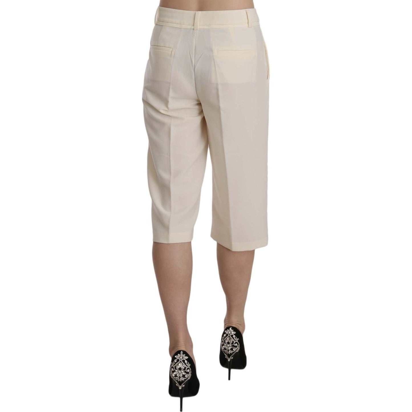 Silvian Heach Elegant Straight Cropped Pants in Cream Silvian Heach Gray