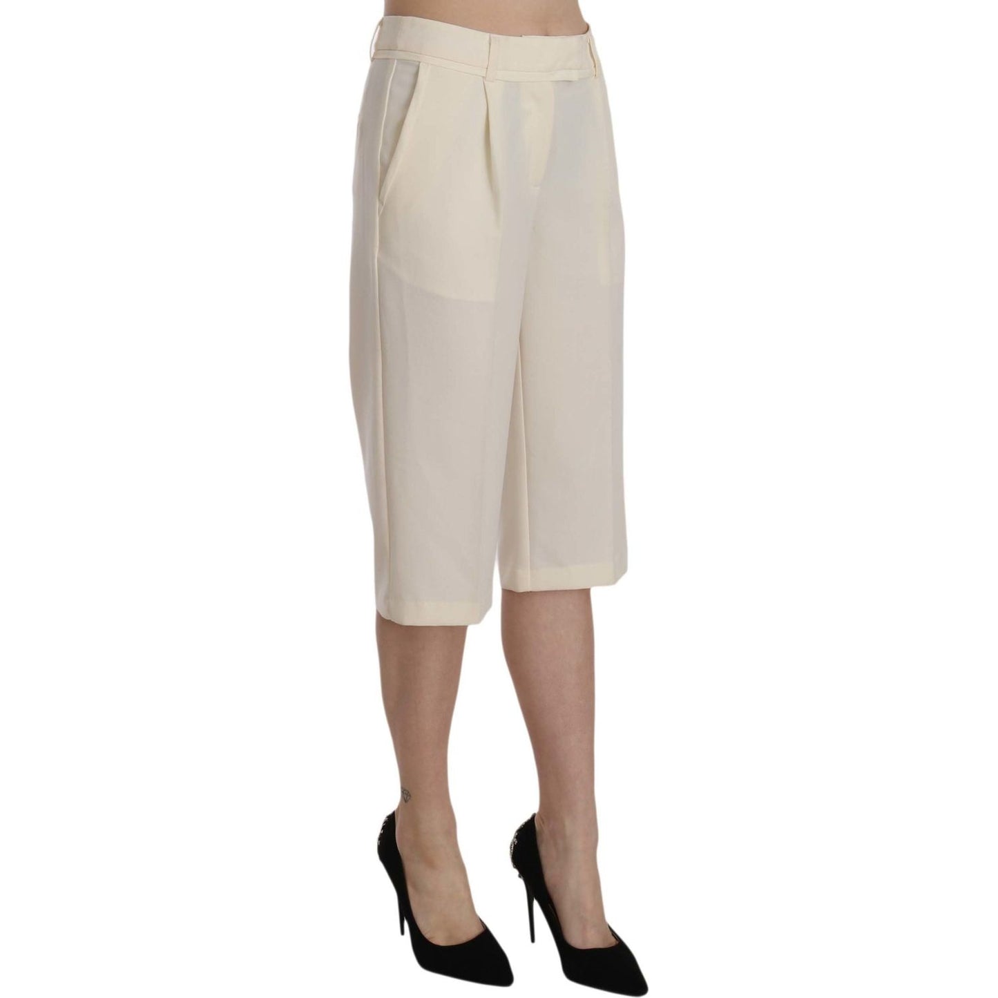 Silvian Heach Elegant Straight Cropped Pants in Cream Silvian Heach Gray