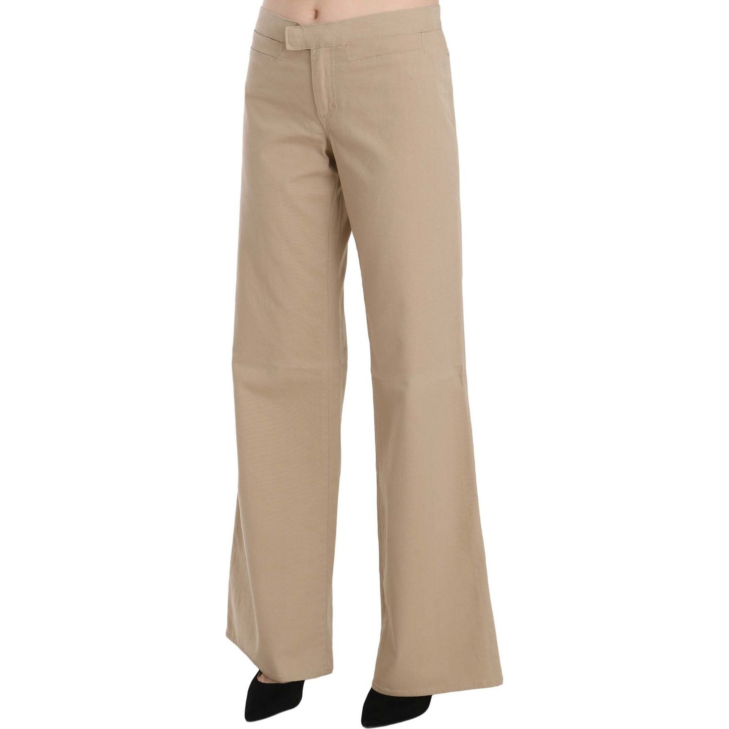 Just Cavalli Beige Mid Waist Flared Luxury Trousers Jeans & Pants Just Cavalli Rosy Brown