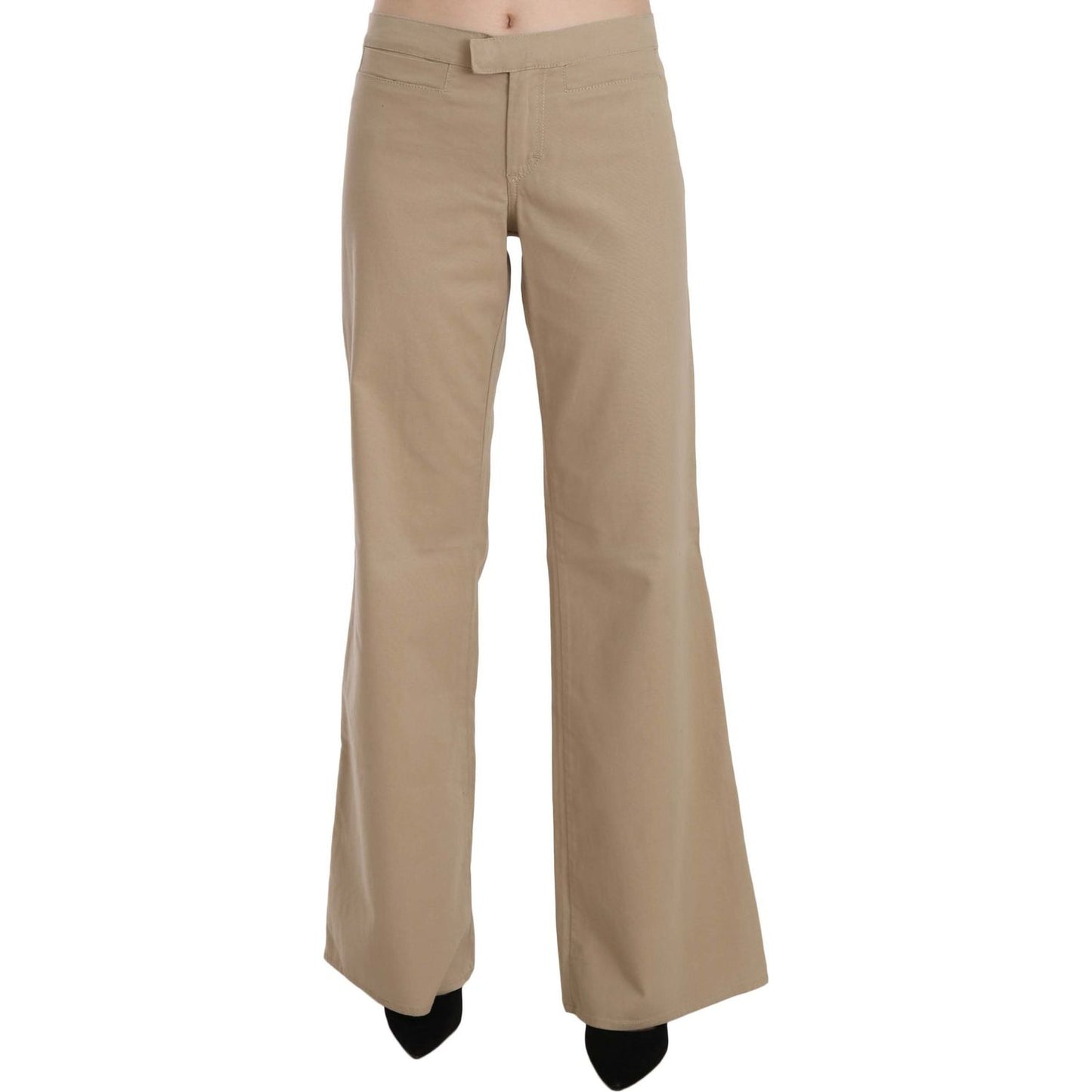 Just Cavalli Beige Mid Waist Flared Luxury Trousers Jeans & Pants Just Cavalli Rosy Brown