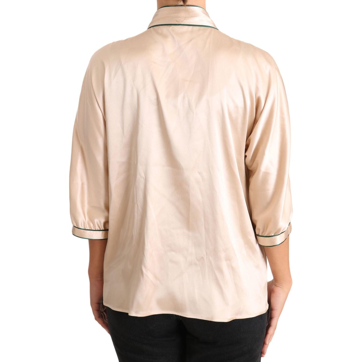 Dolce & Gabbana Elegant Beige Silk Blend Blouse Top Dolce & Gabbana Wheat