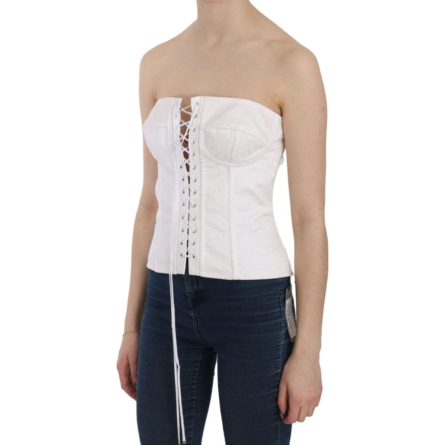 Dolce & Gabbana Elegant White Strapless Corset Top Dolce & Gabbana Dark Slate Gray