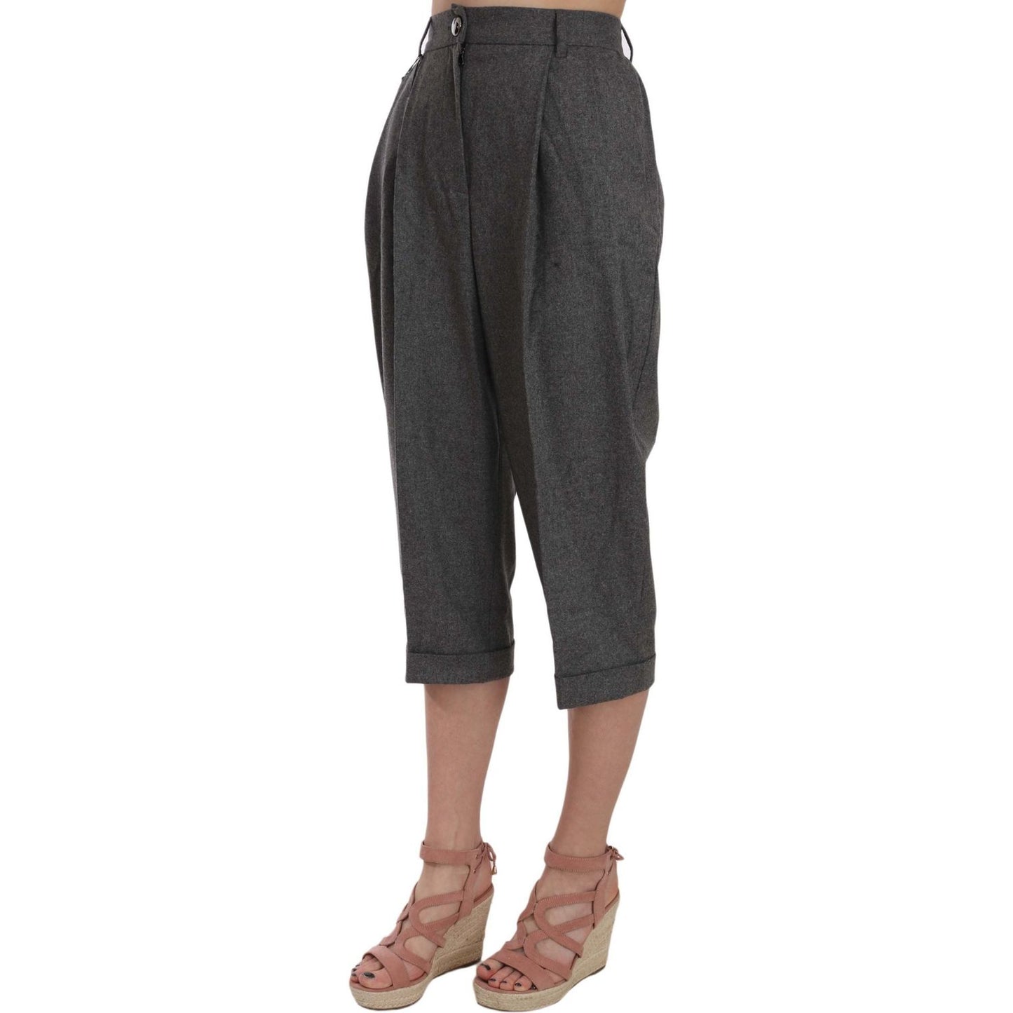 Dolce & Gabbana Elegant Gray Wool-Cashmere Pleated Trousers Dolce & Gabbana Dark Slate Gray