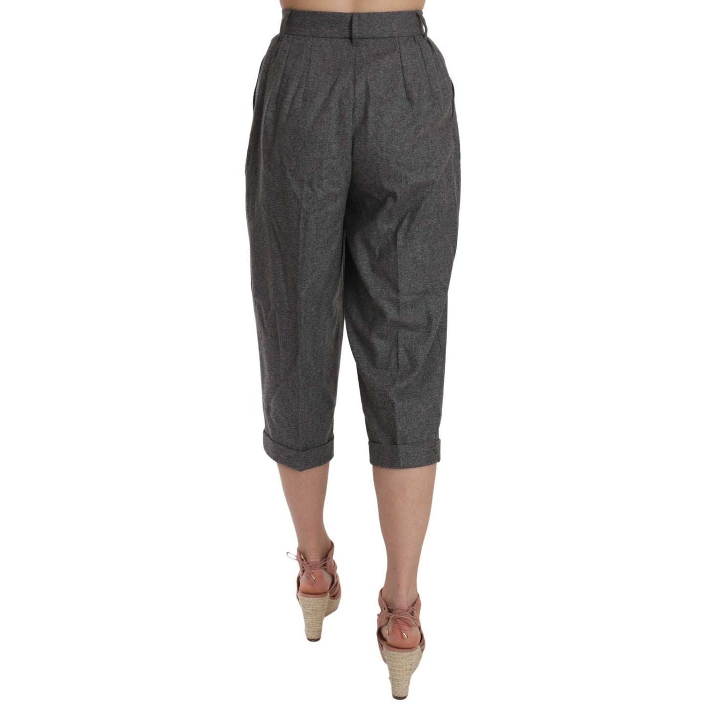 Dolce & Gabbana Elegant Gray Wool-Cashmere Pleated Trousers Dolce & Gabbana Dark Slate Gray