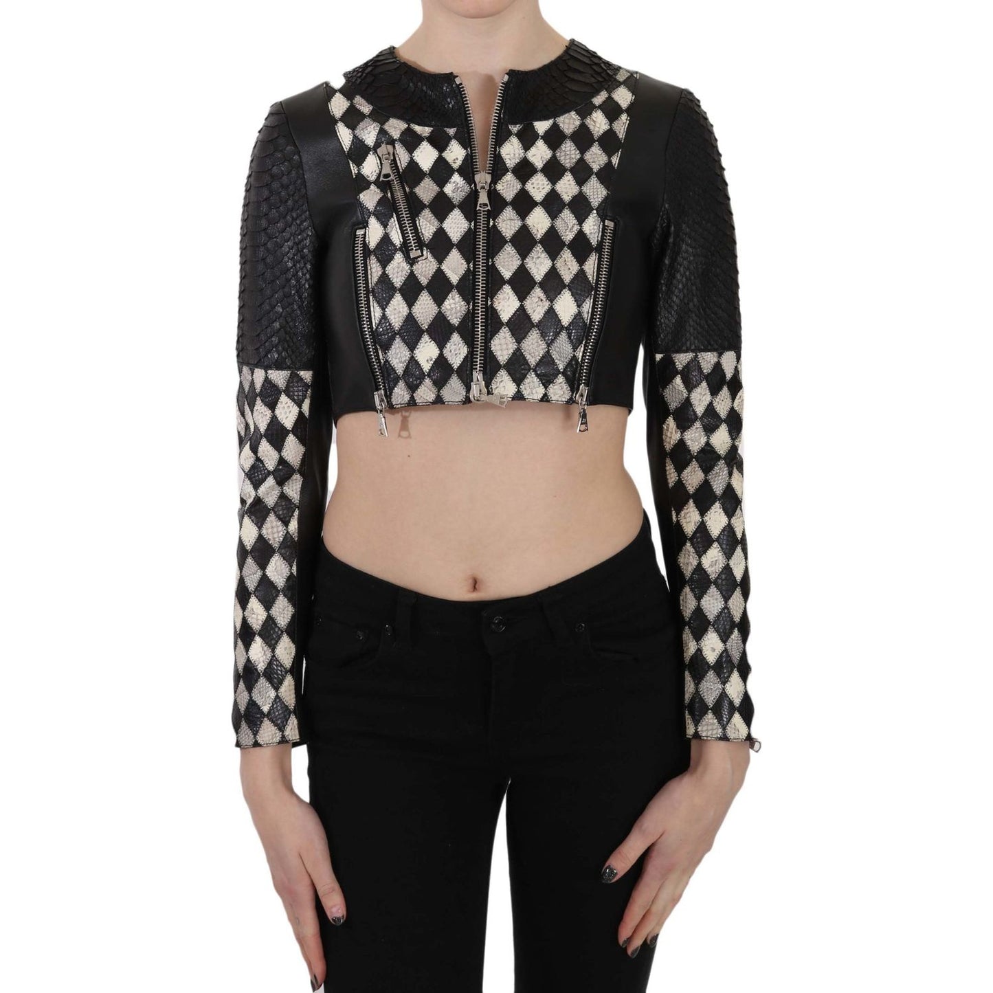 John Richmond Chic Biker-Inspired Cropped Leather Jacket Coats & Jackets John Richmond Black