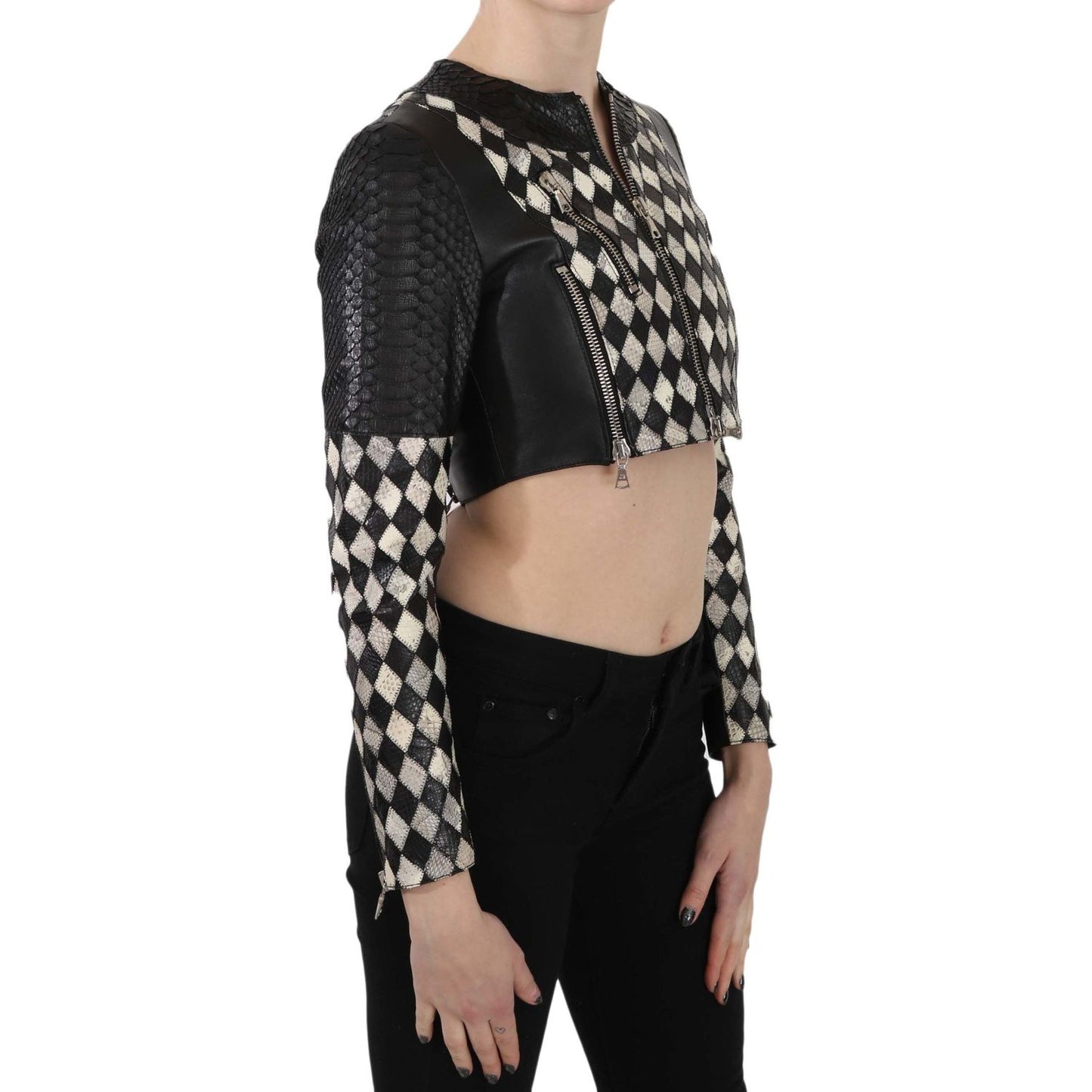 John Richmond Chic Biker-Inspired Cropped Leather Jacket Coats & Jackets John Richmond Rosy Brown