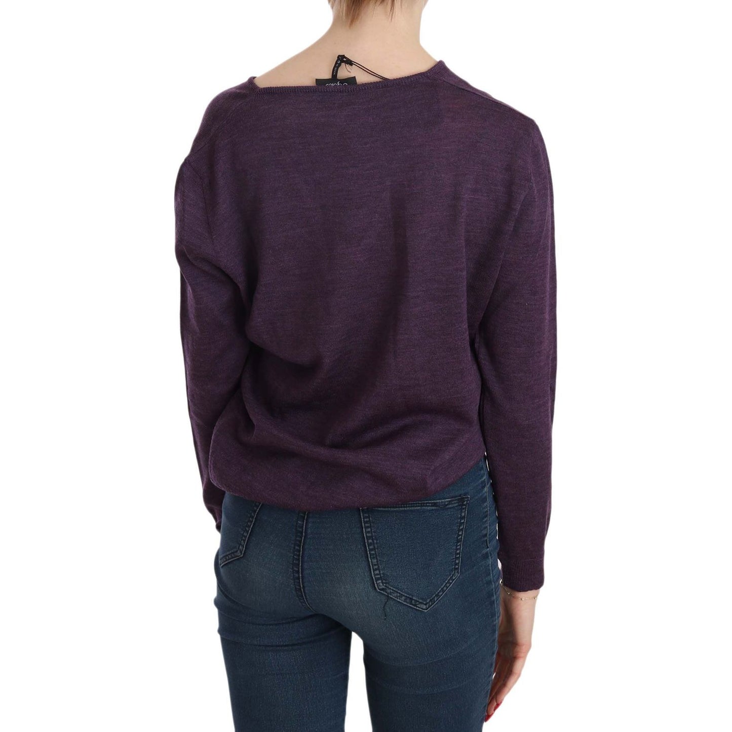 BYBLOS Elegant Purple V-Neck Wool Blouse BYBLOS Dark Slate Gray