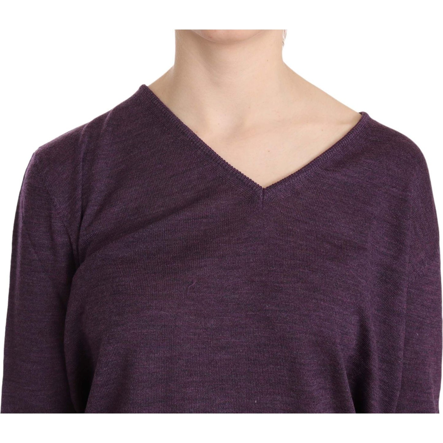 BYBLOS Elegant Purple V-Neck Wool Blouse BYBLOS Dark Slate Gray