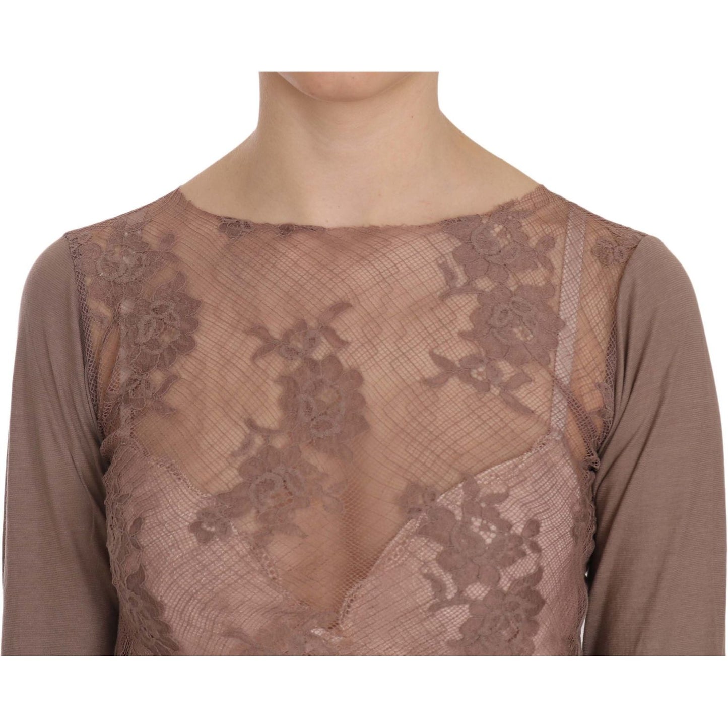 PINK MEMORIES Boat Neck Cotton Lace Blouse PINK MEMORIES Dim Gray