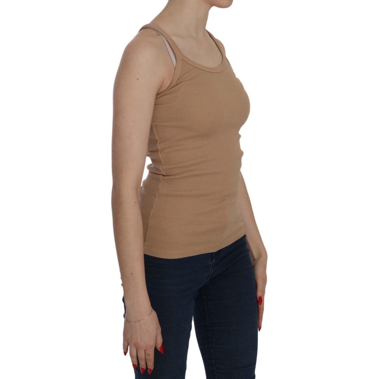 PINK MEMORIES Beige Cotton Spaghetti Strap Tank PINK MEMORIES Dim Gray