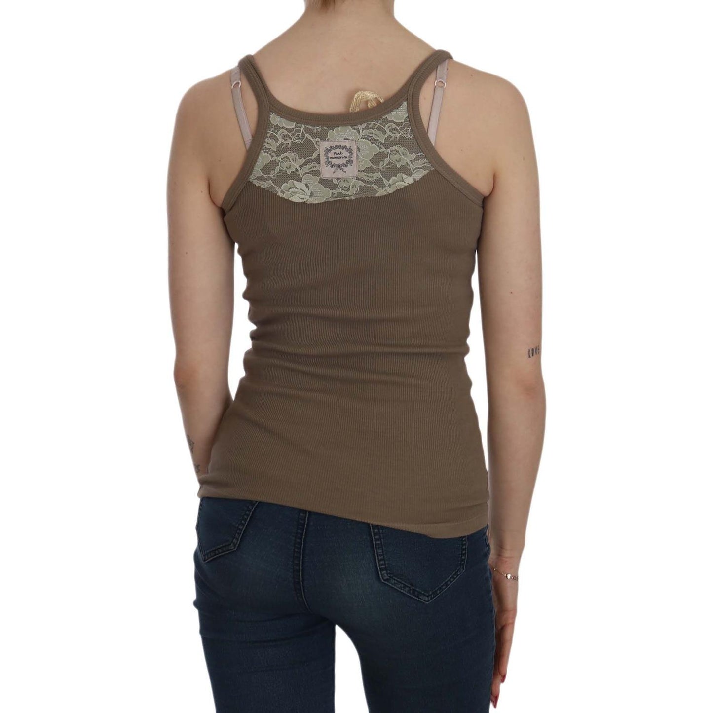 PINK MEMORIES Chic Spaghetti Strap Cotton Top - Earthy Elegance PINK MEMORIES Dark Slate Gray