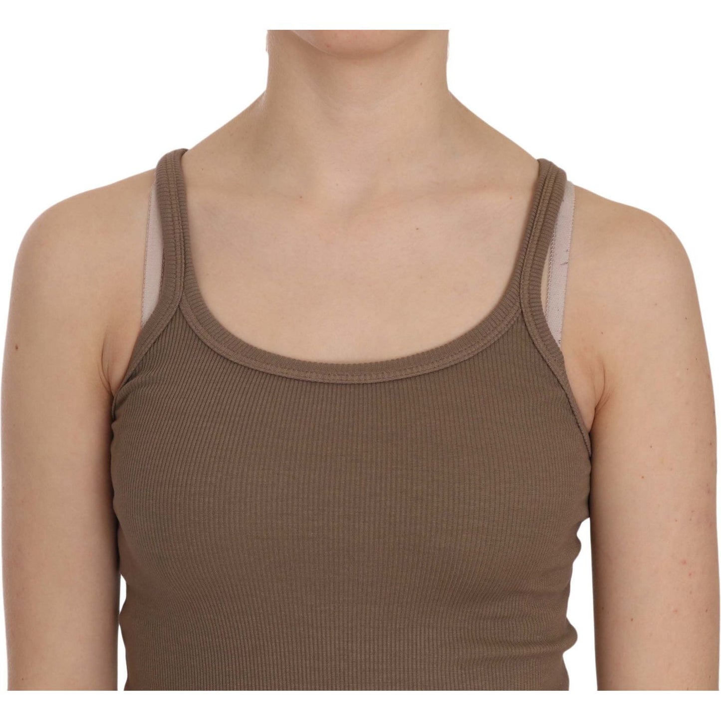 PINK MEMORIES Chic Spaghetti Strap Cotton Top - Earthy Elegance PINK MEMORIES Rosy Brown