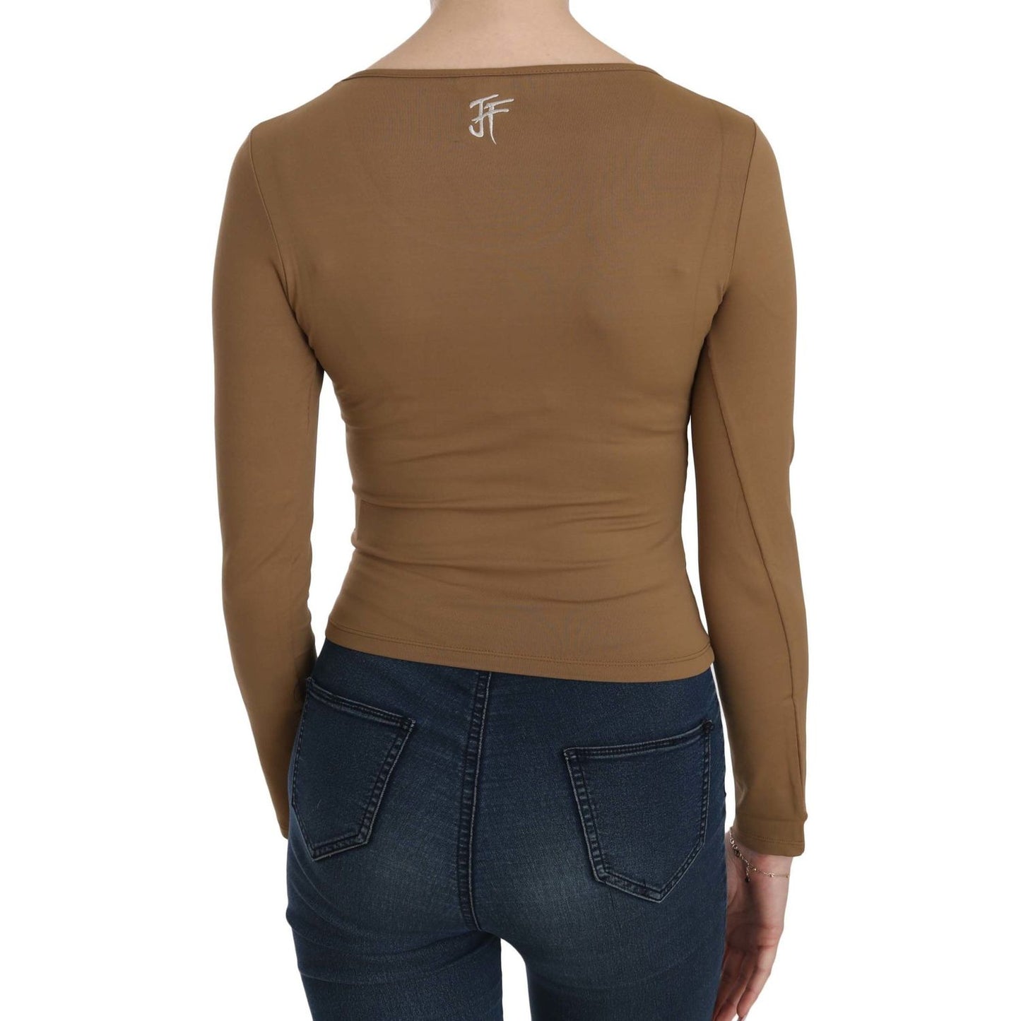 GF Ferre Elegant Brown Fitted Blouse for Sophisticated Evenings GF Ferre Sienna
