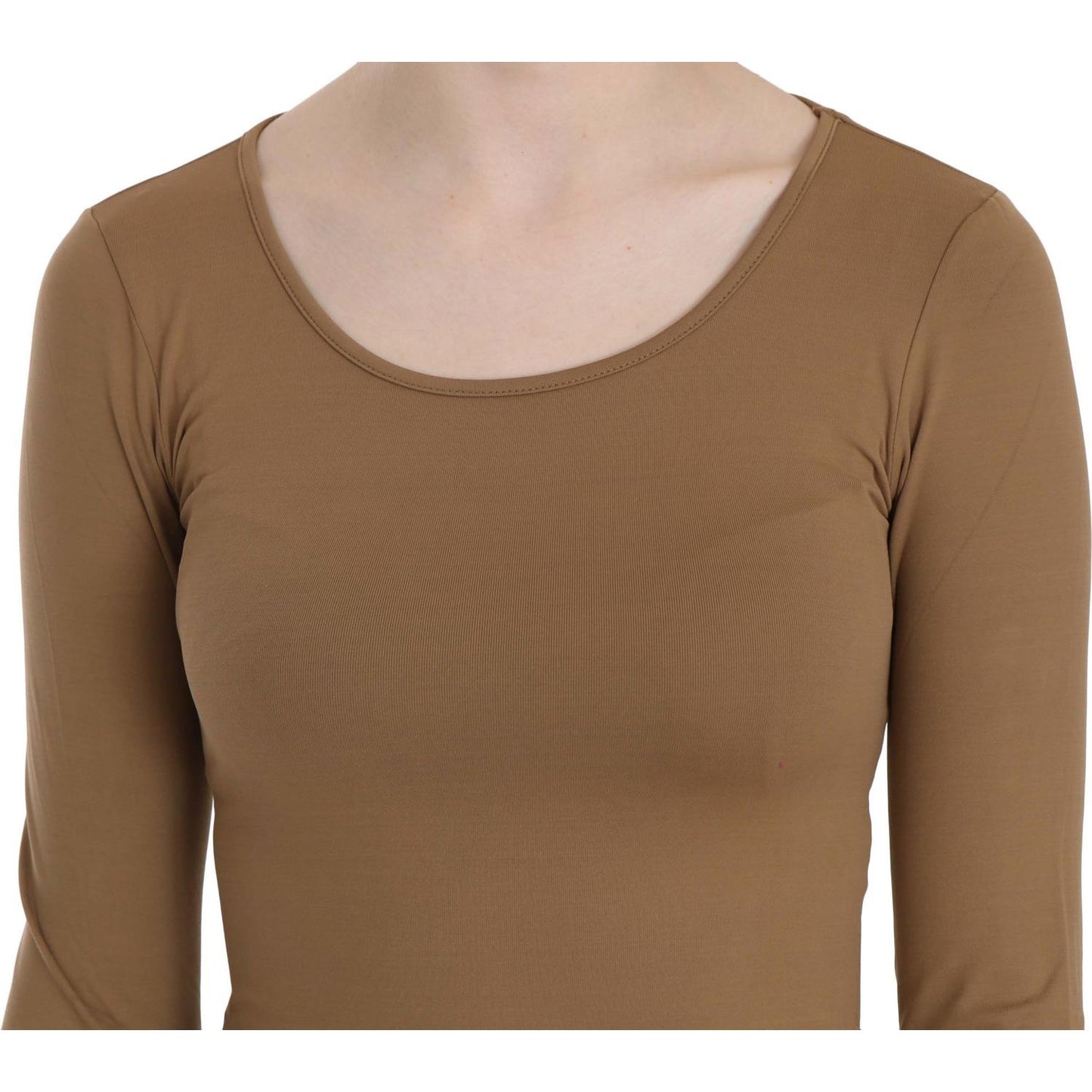 GF Ferre Elegant Brown Fitted Blouse for Sophisticated Evenings GF Ferre Sienna