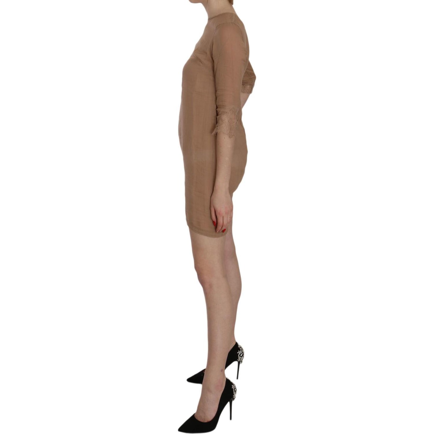 PINK MEMORIES Elegant Brown Shift Mini Dress PINK MEMORIES Dim Gray