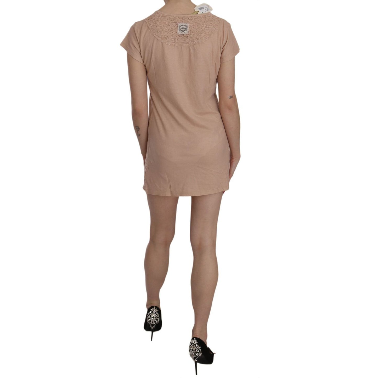 PINK MEMORIES Pink Lace Shift Mini Dress - Elegance Unleashed PINK MEMORIES Rosy Brown