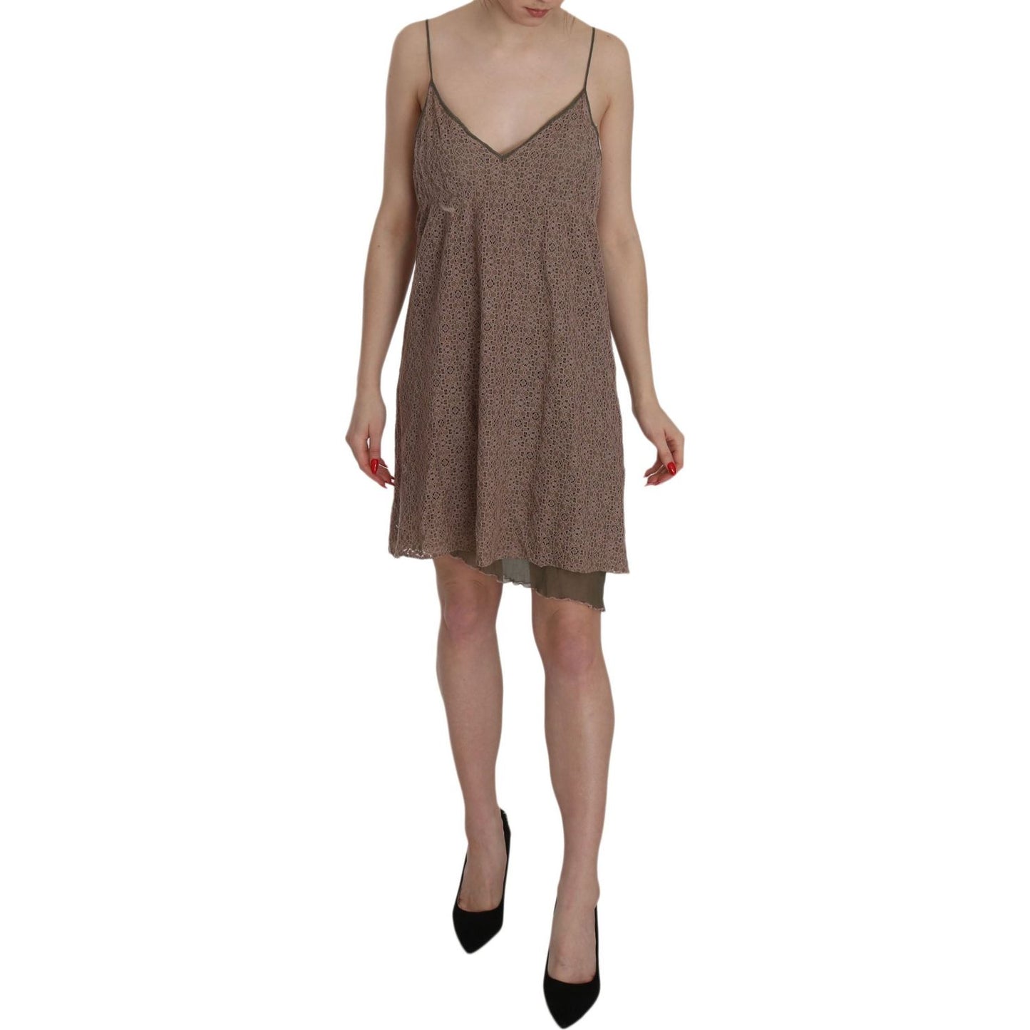 PINK MEMORIES Chic Green A-Line Spaghetti Strap Mini Dress PINK MEMORIES Dim Gray
