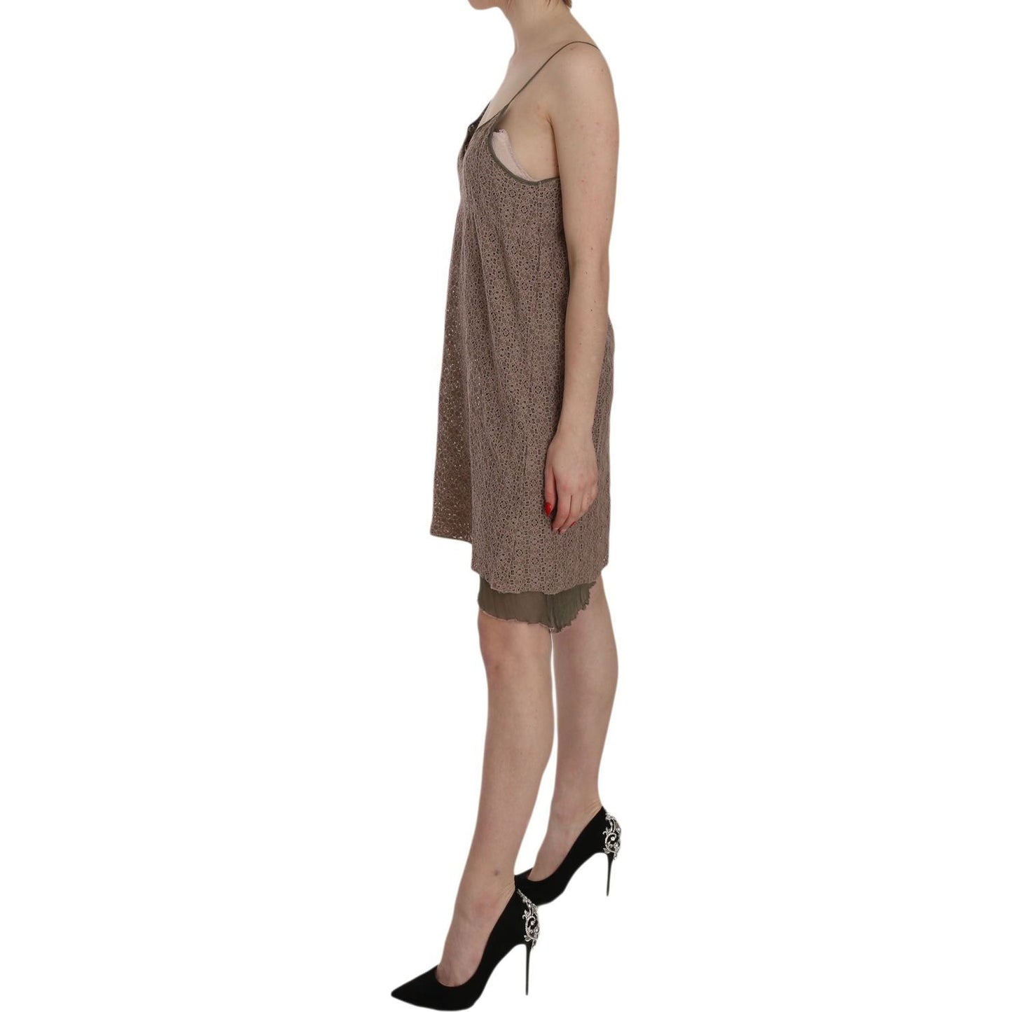 PINK MEMORIES Chic Green A-Line Spaghetti Strap Mini Dress PINK MEMORIES Dim Gray