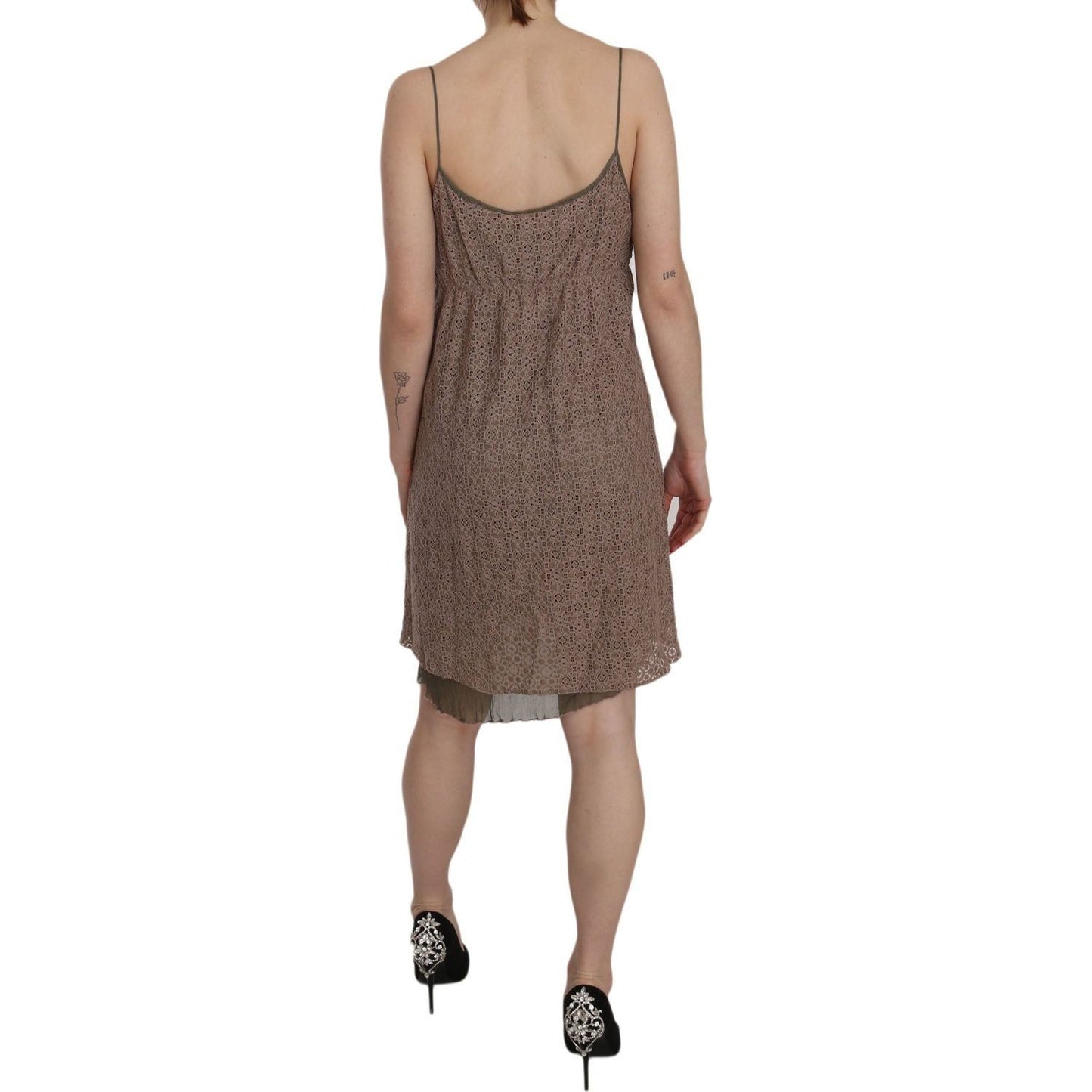 PINK MEMORIES Chic Green A-Line Spaghetti Strap Mini Dress PINK MEMORIES Dim Gray