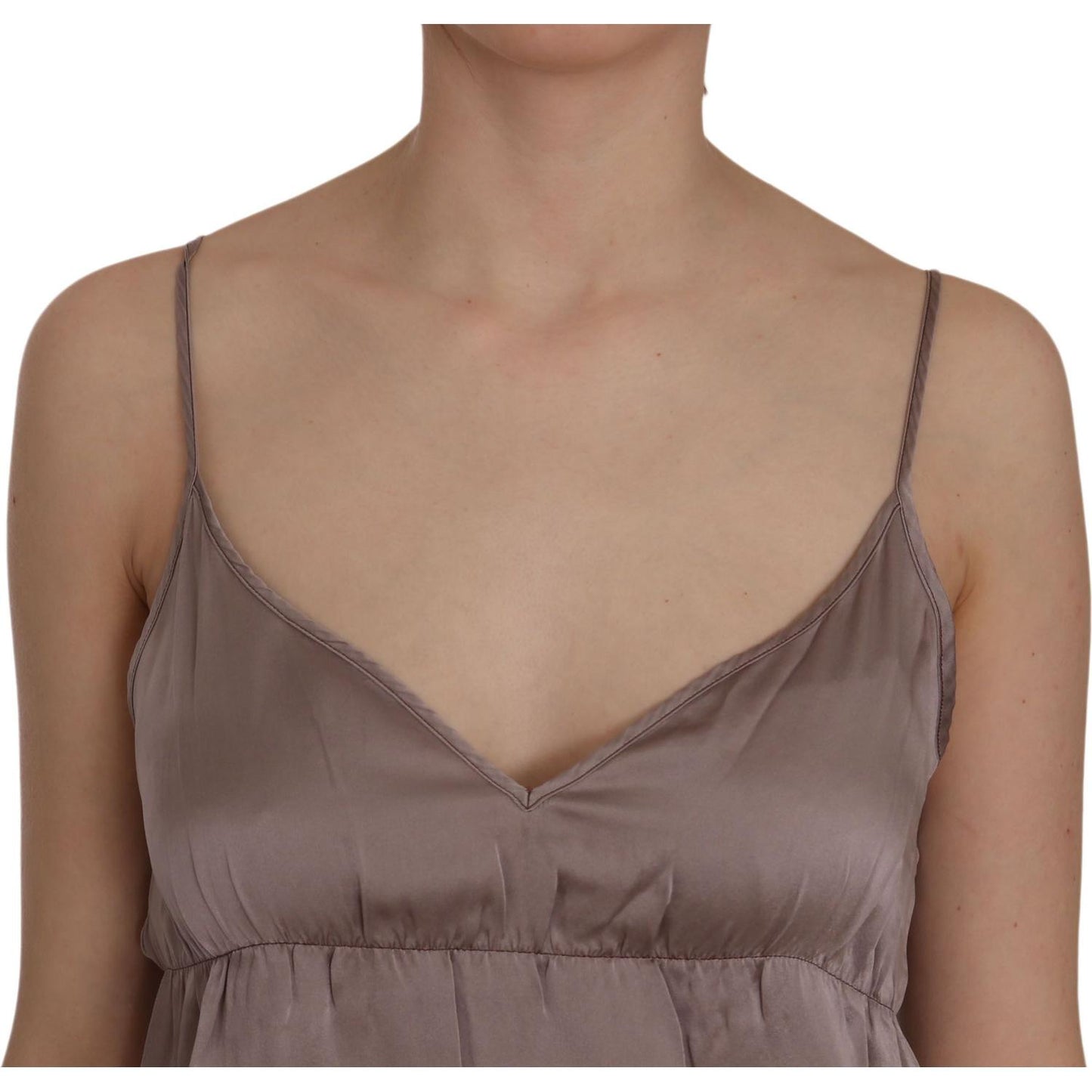 PINK MEMORIES Purple Spaghetti A-line Mini Silk Dress