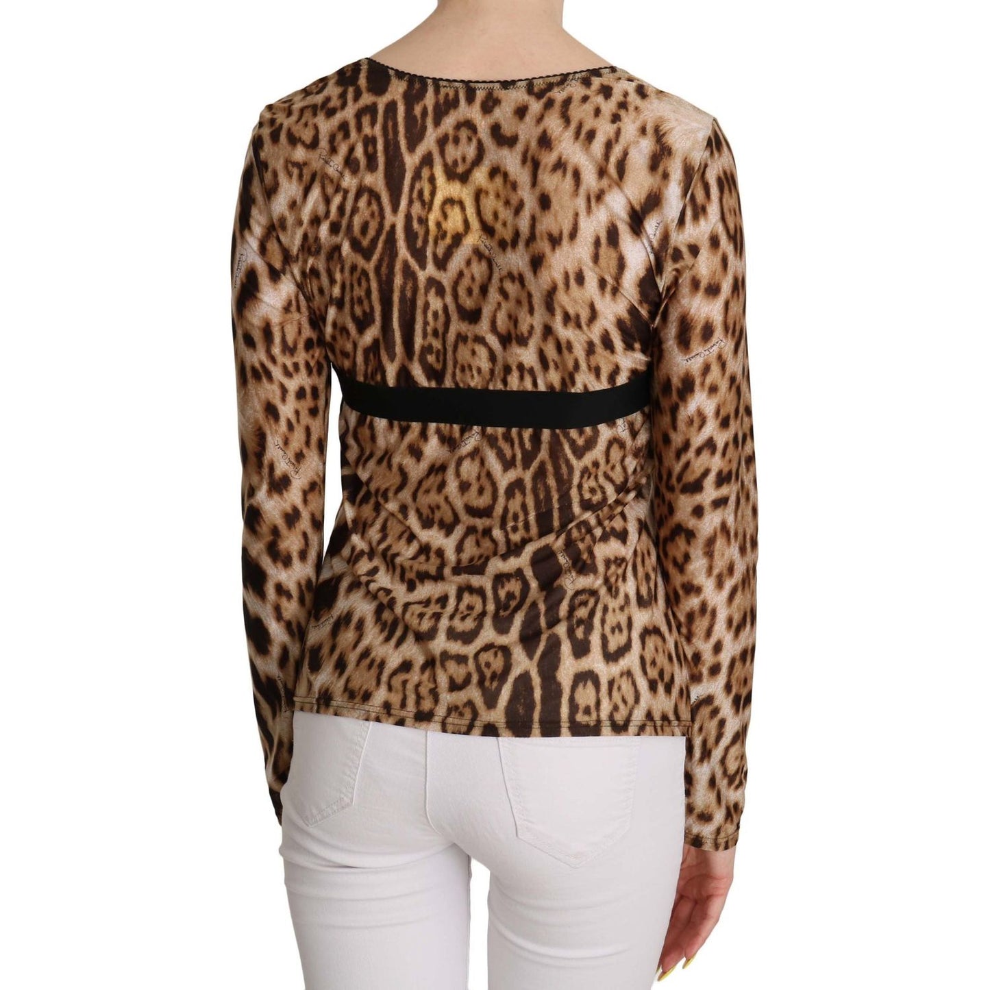 Roberto Cavalli Elegant Leopard Long Sleeve Top Roberto Cavalli Rosy Brown
