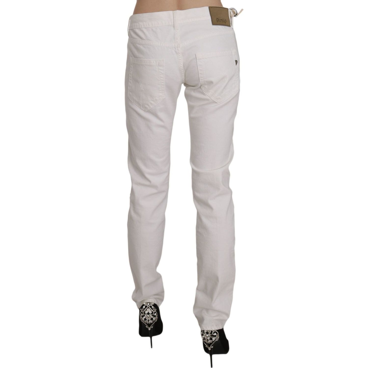 Dondup Chic White Skinny Cotton Blend Pants Dondup Gray