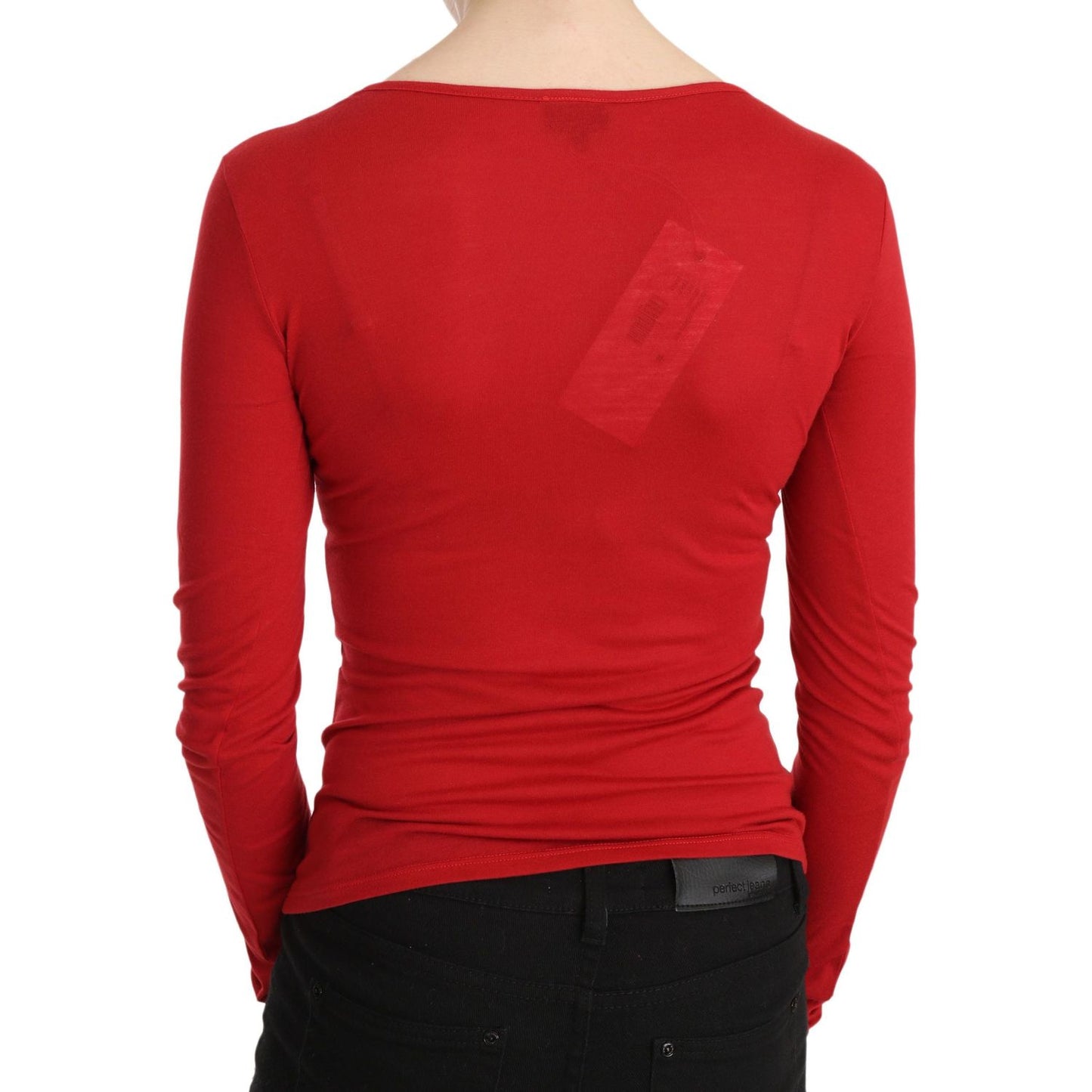 Exte Red Crystal Embellished Long Sleeve Top Exte Firebrick